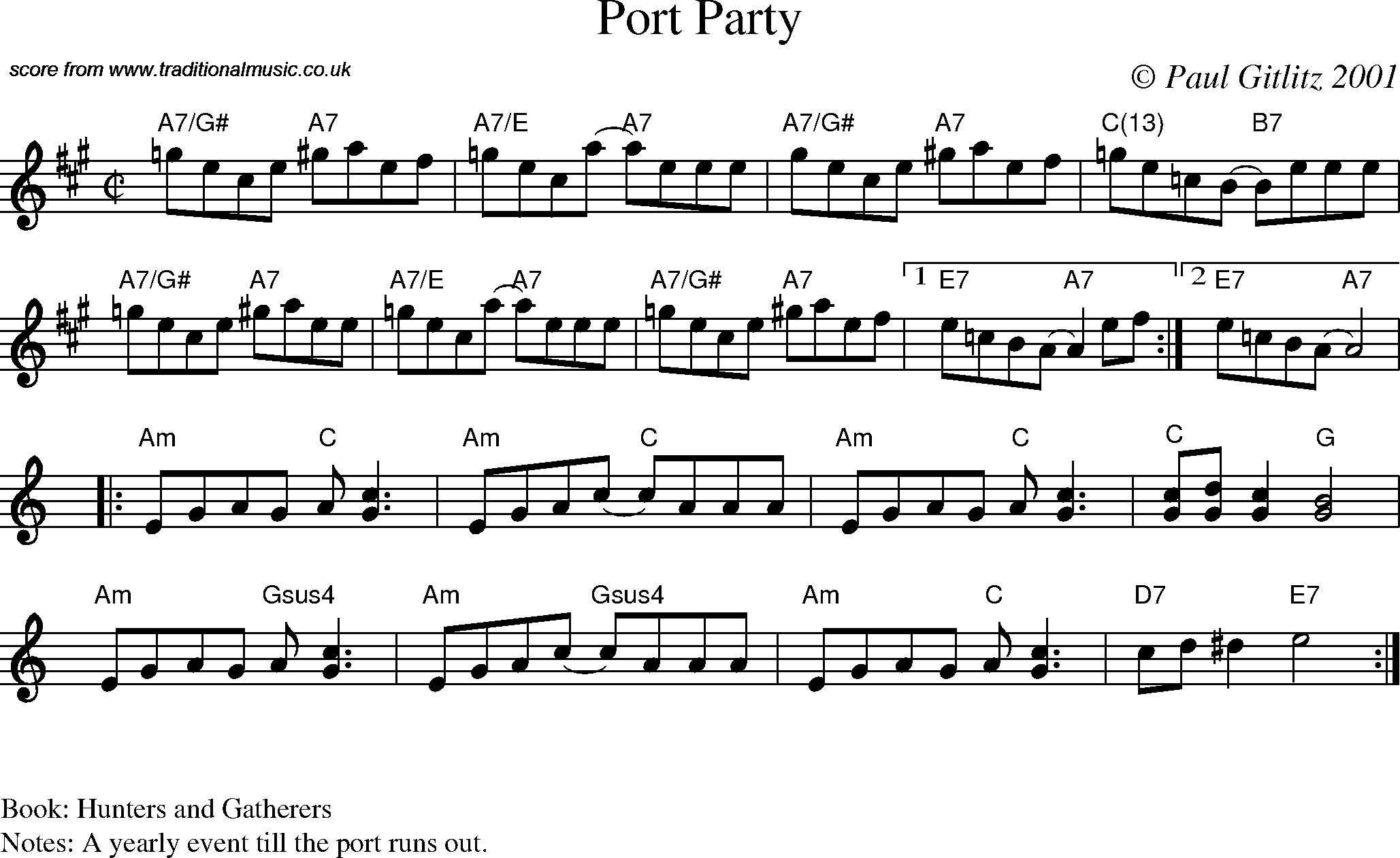 Sheet Music Score for Reel - Port Party