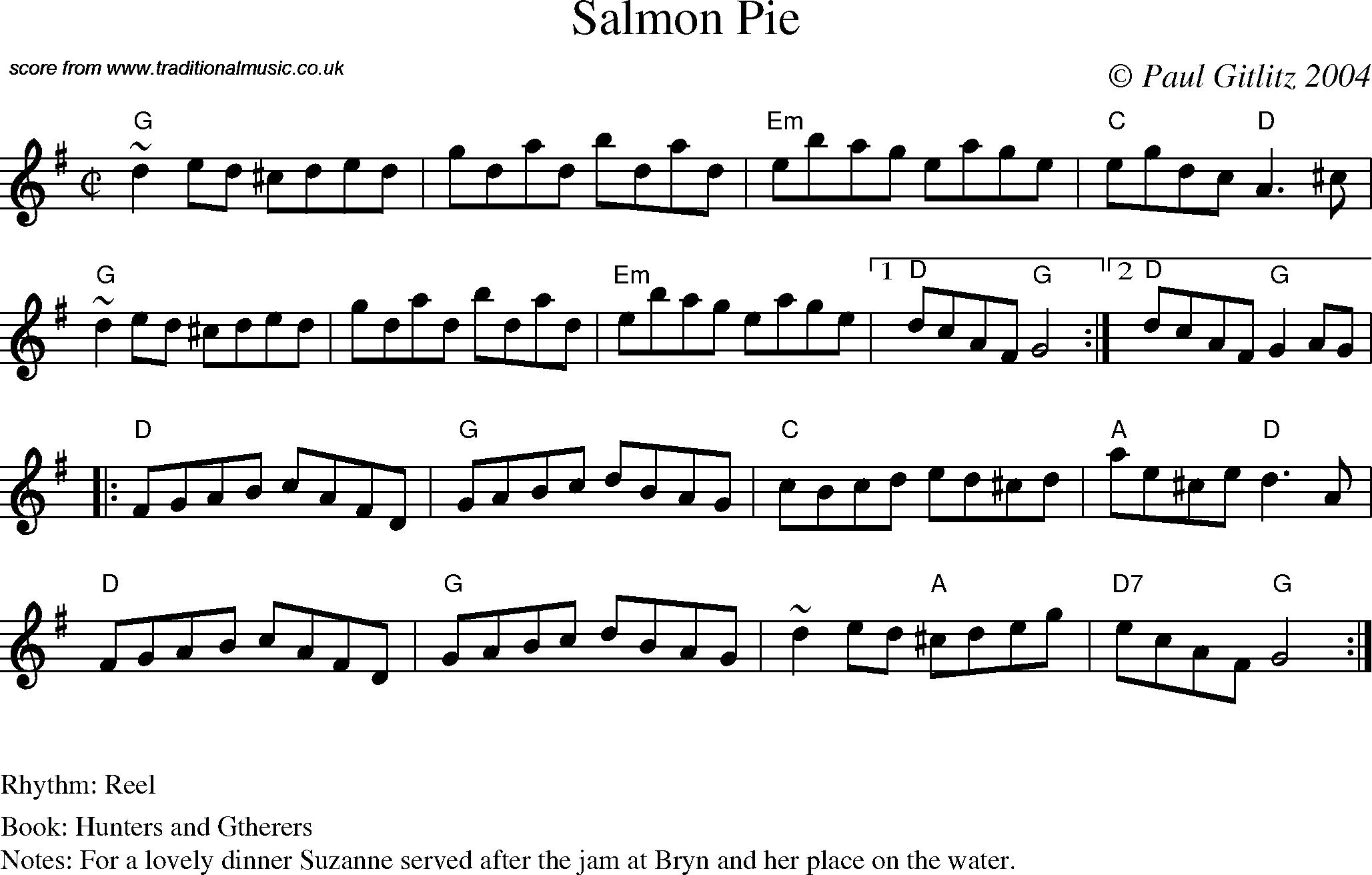 Sheet Music Score for Reel - Salmon Pie