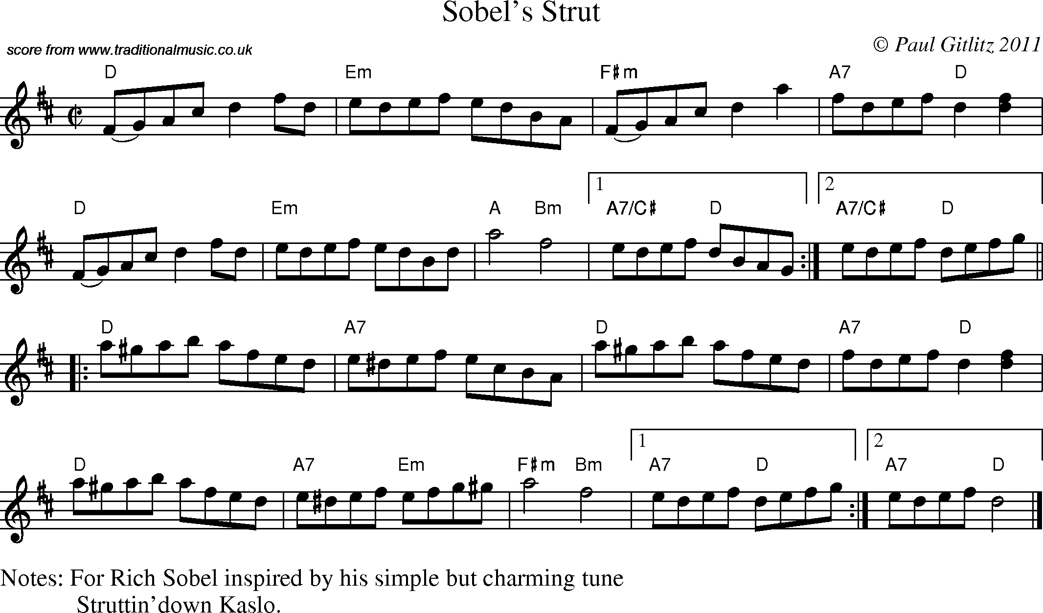 Sheet Music Score for Reel - Sobel's Strut
