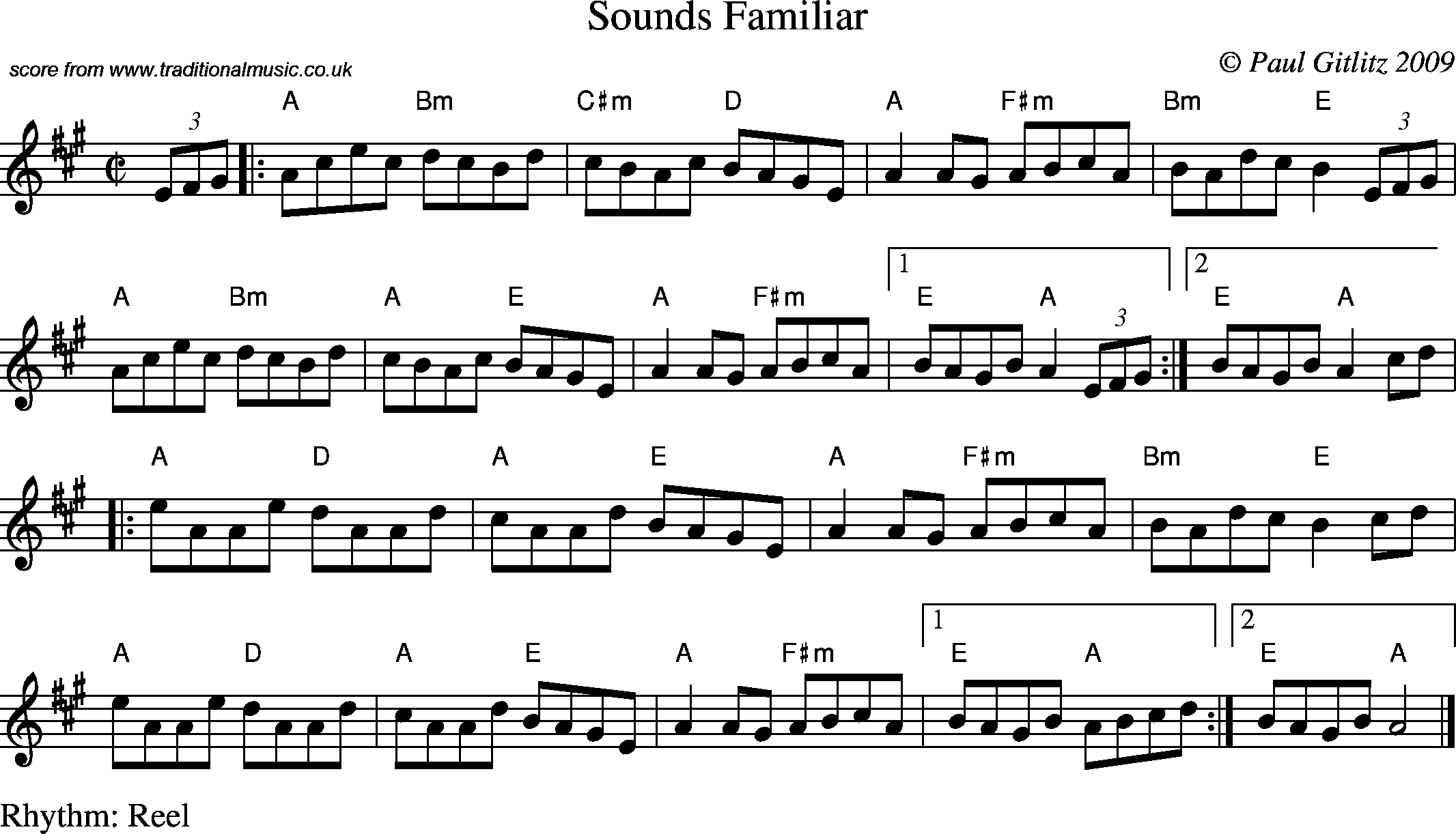 Sheet Music Score for Reel - Sounds Familiar