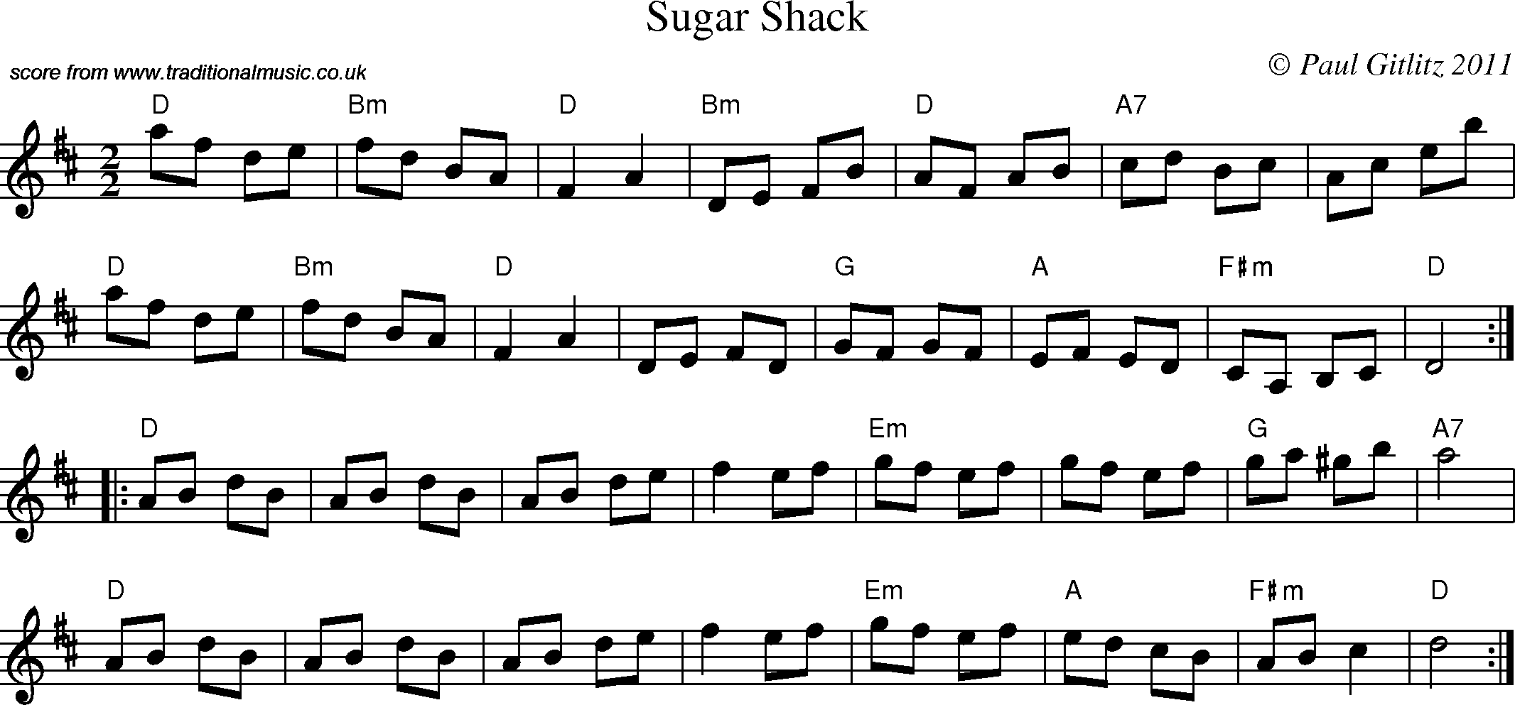 Sheet Music Score for Reel - Sugar Shack