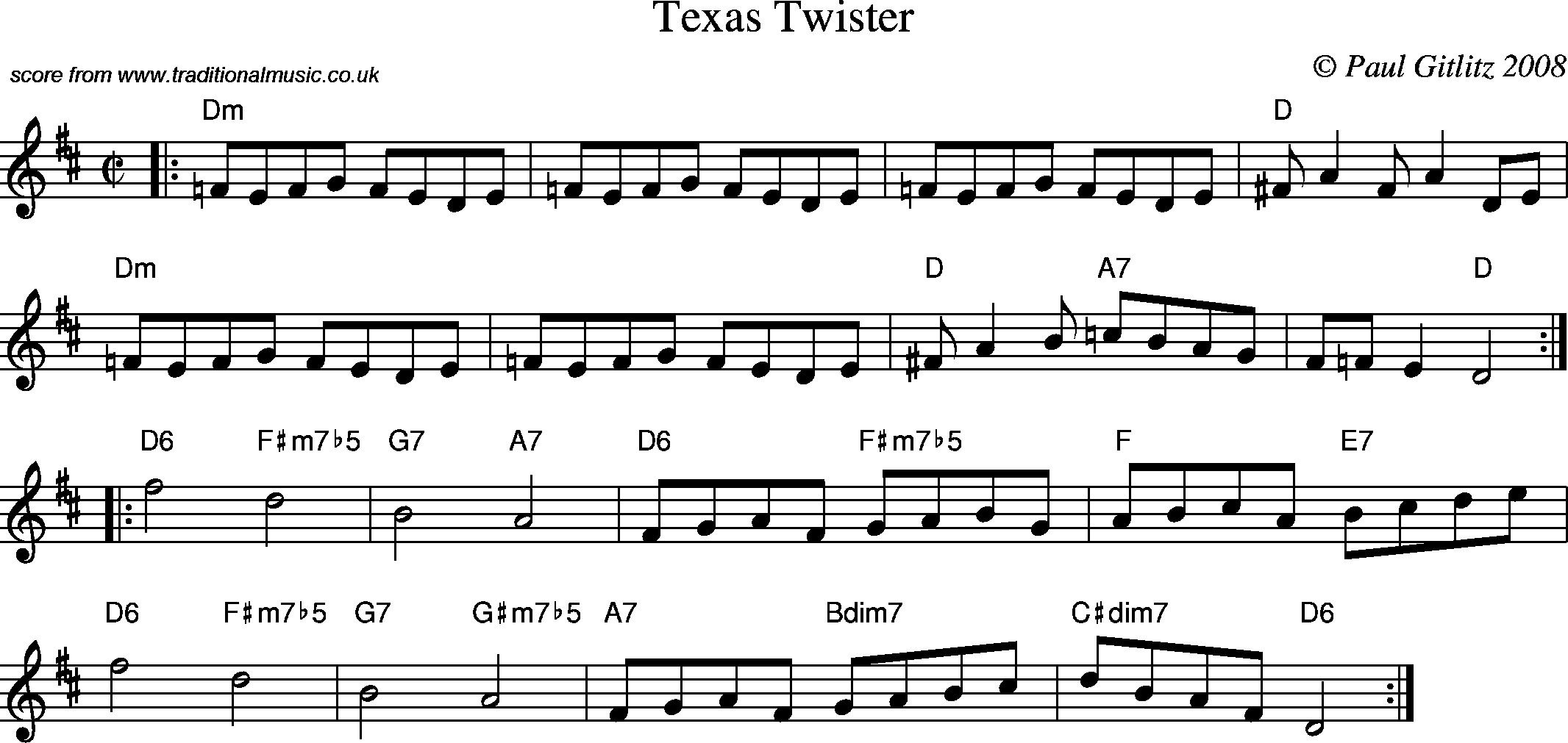 Sheet Music Score for Reel - Texas Twister