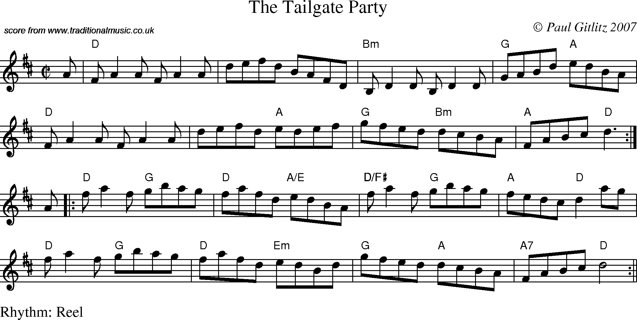 Sheet Music Score for Reel - The Tailgate Party
