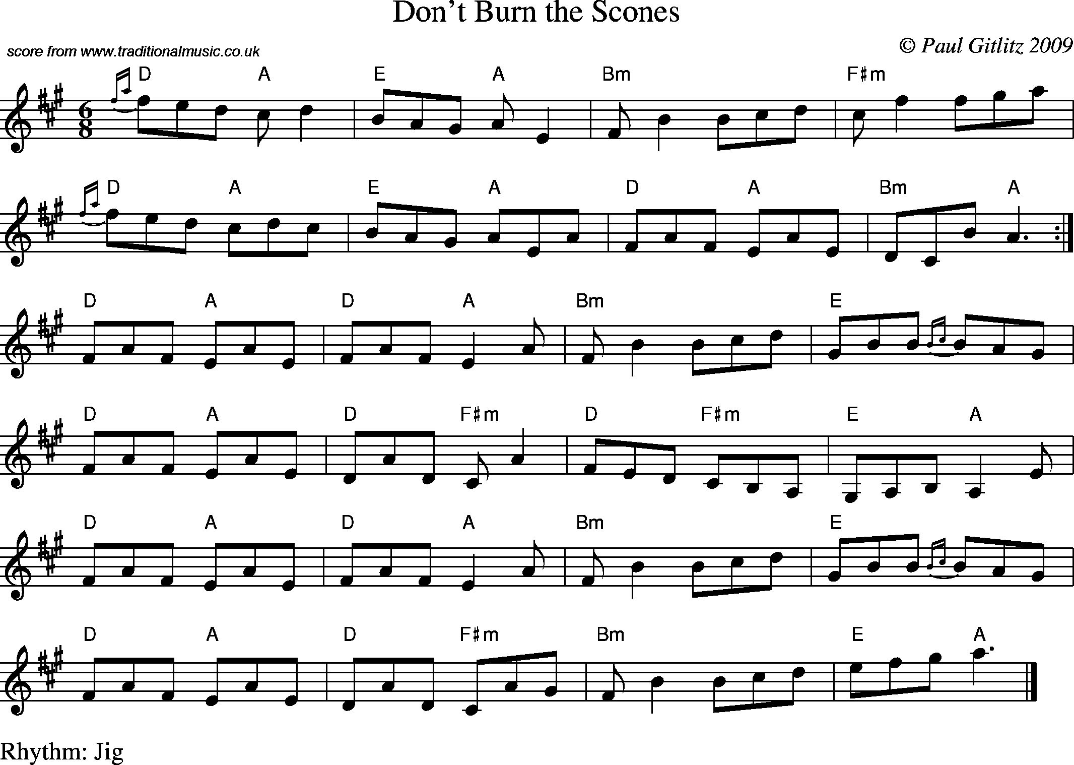 Sheet Music Score for Jig - Don't Burn the Scones
