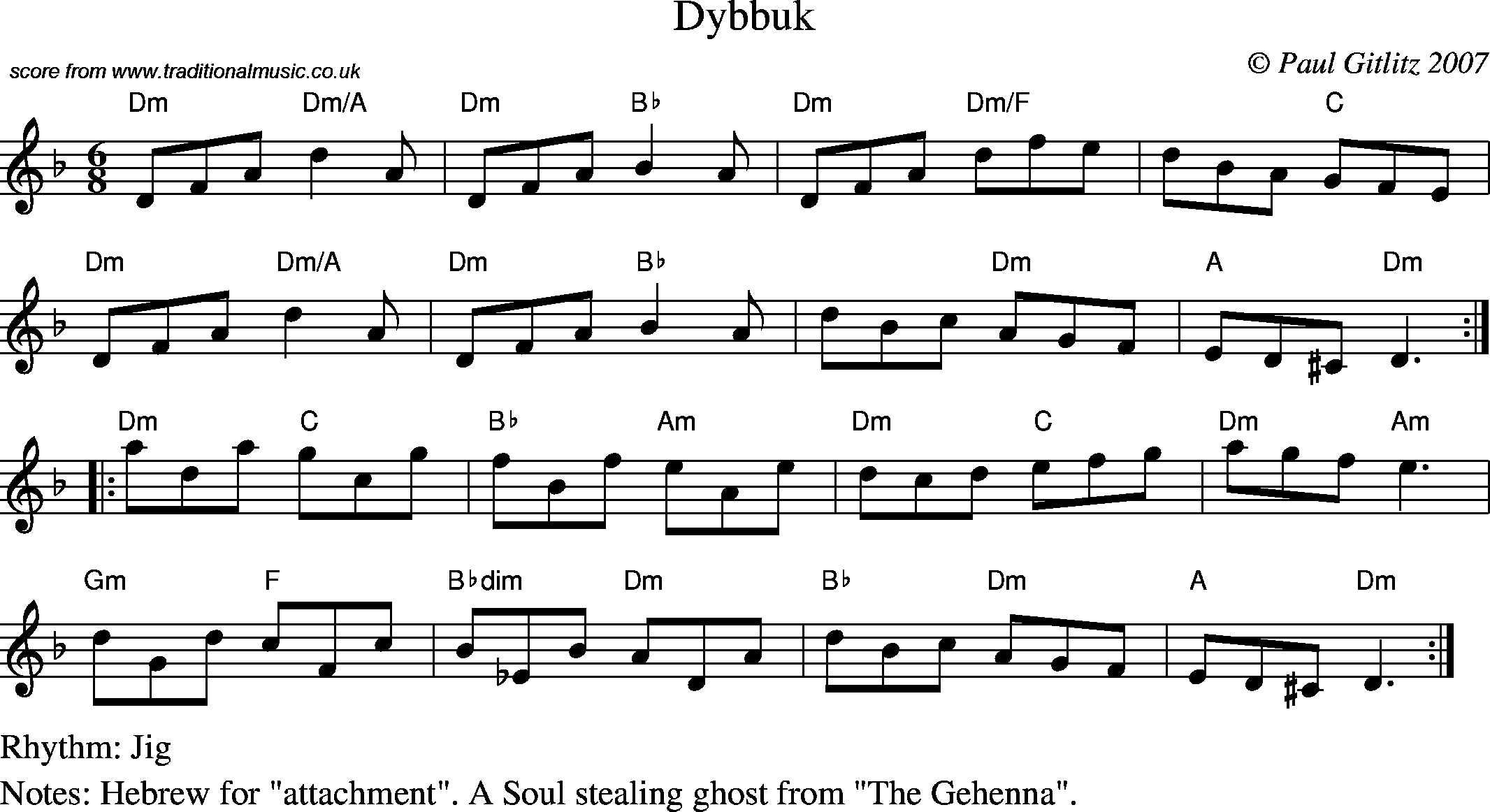 Sheet Music Score for Jig - Dybbuk