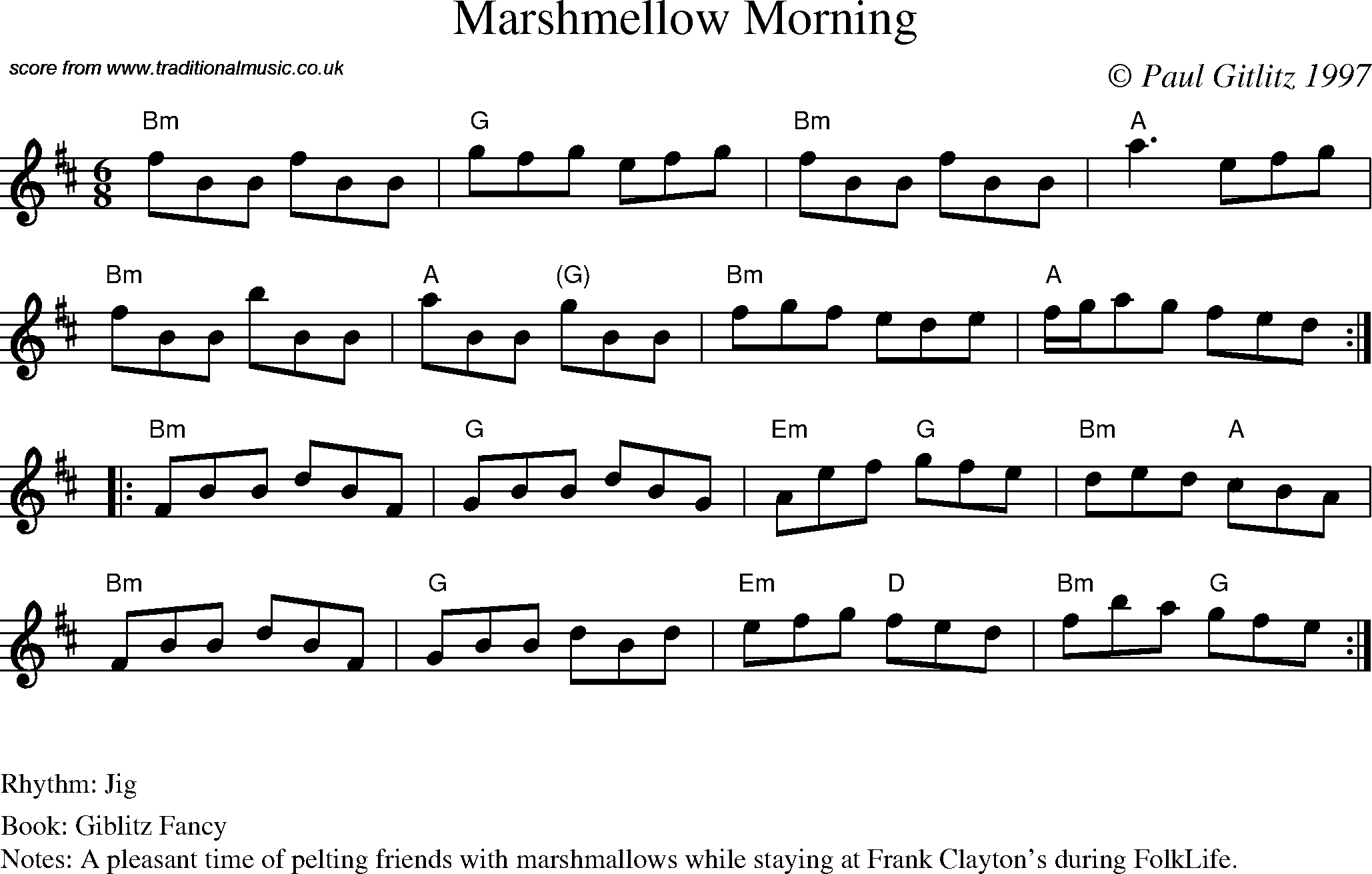 Sheet Music Score for Jig - Marshmellow Morning