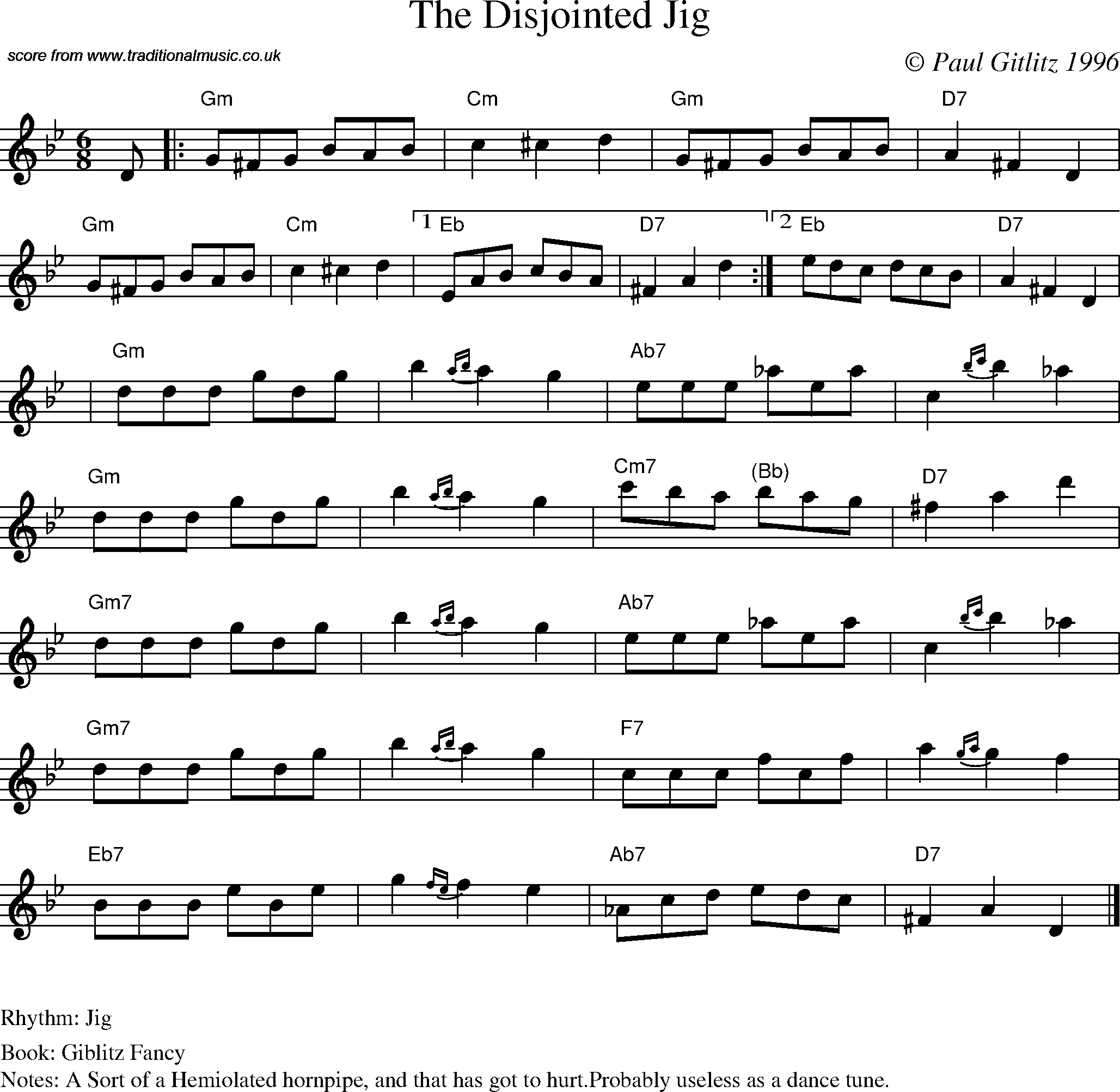 Sheet Music Score for Jig - The Disjointed Jig