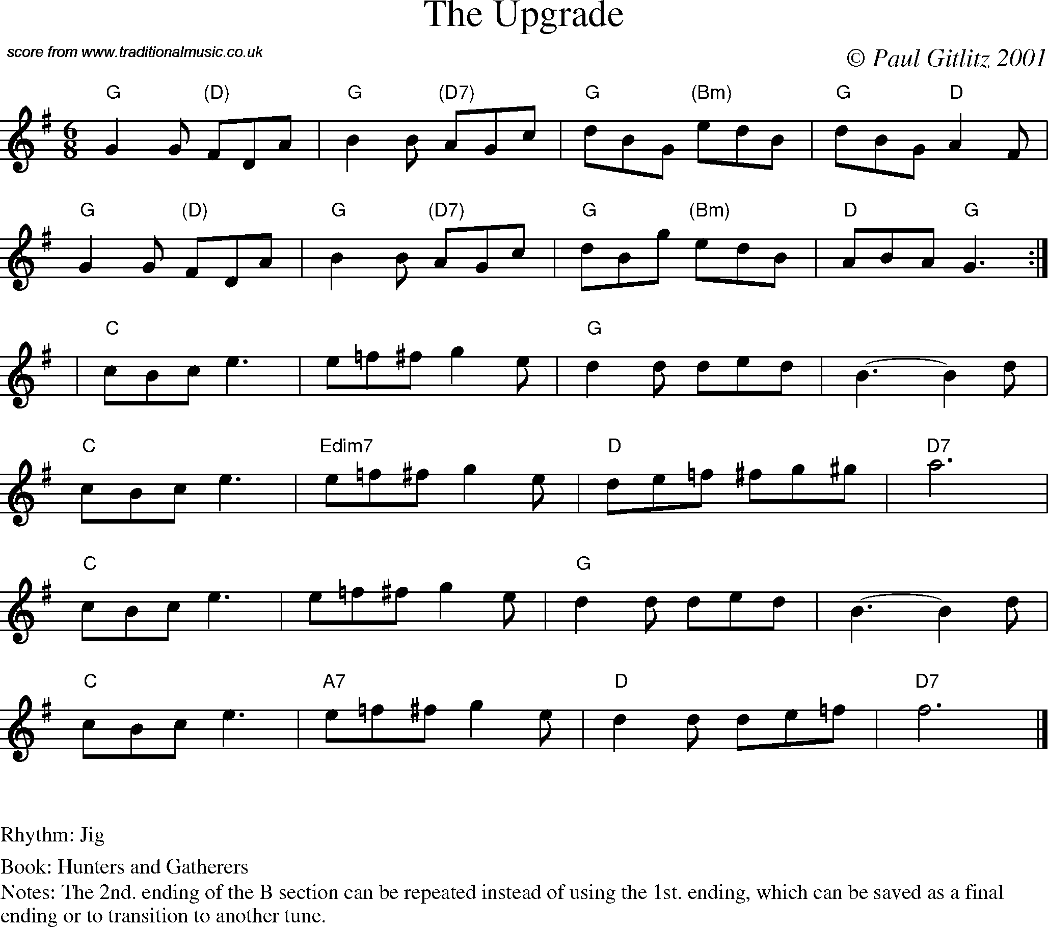 Sheet Music Score for Jig - The Upgrade