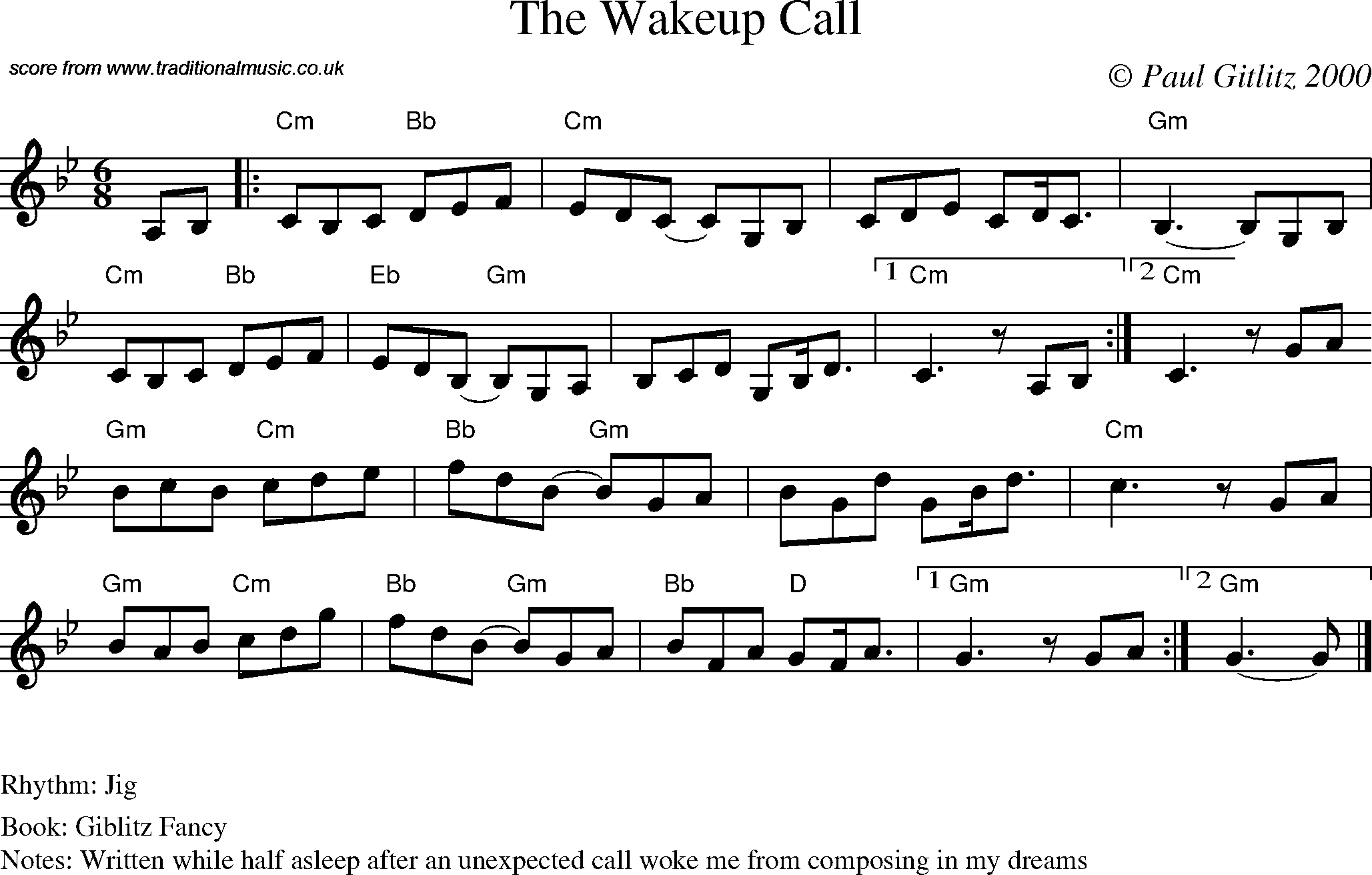 Sheet Music Score for Jig - The Wakeup Call