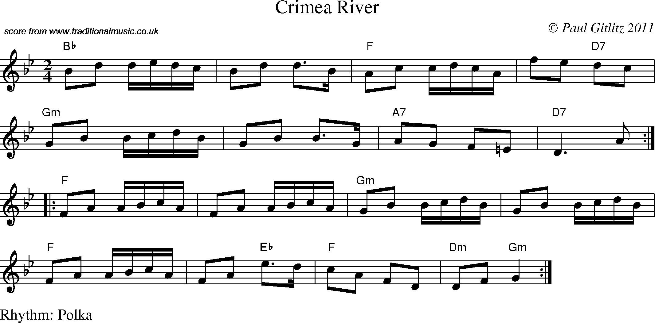 Sheet Music Score for Polka - Crimea River