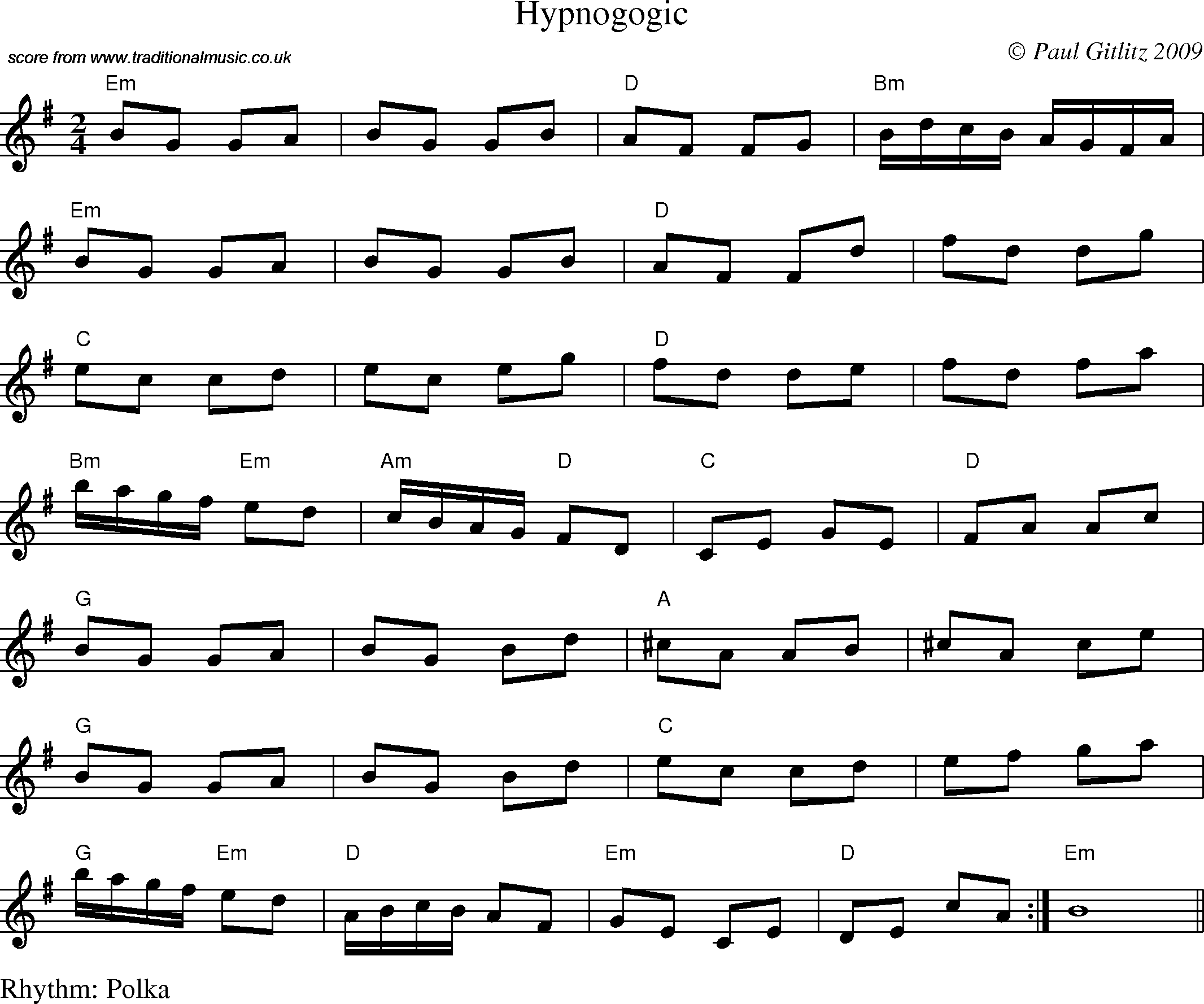 Sheet Music Score for Polka - Hypnogogic