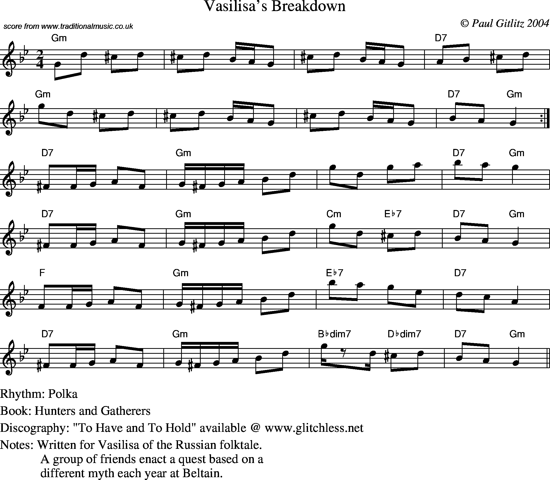 Sheet Music Score for Polka - Vasilisa's Breakdown