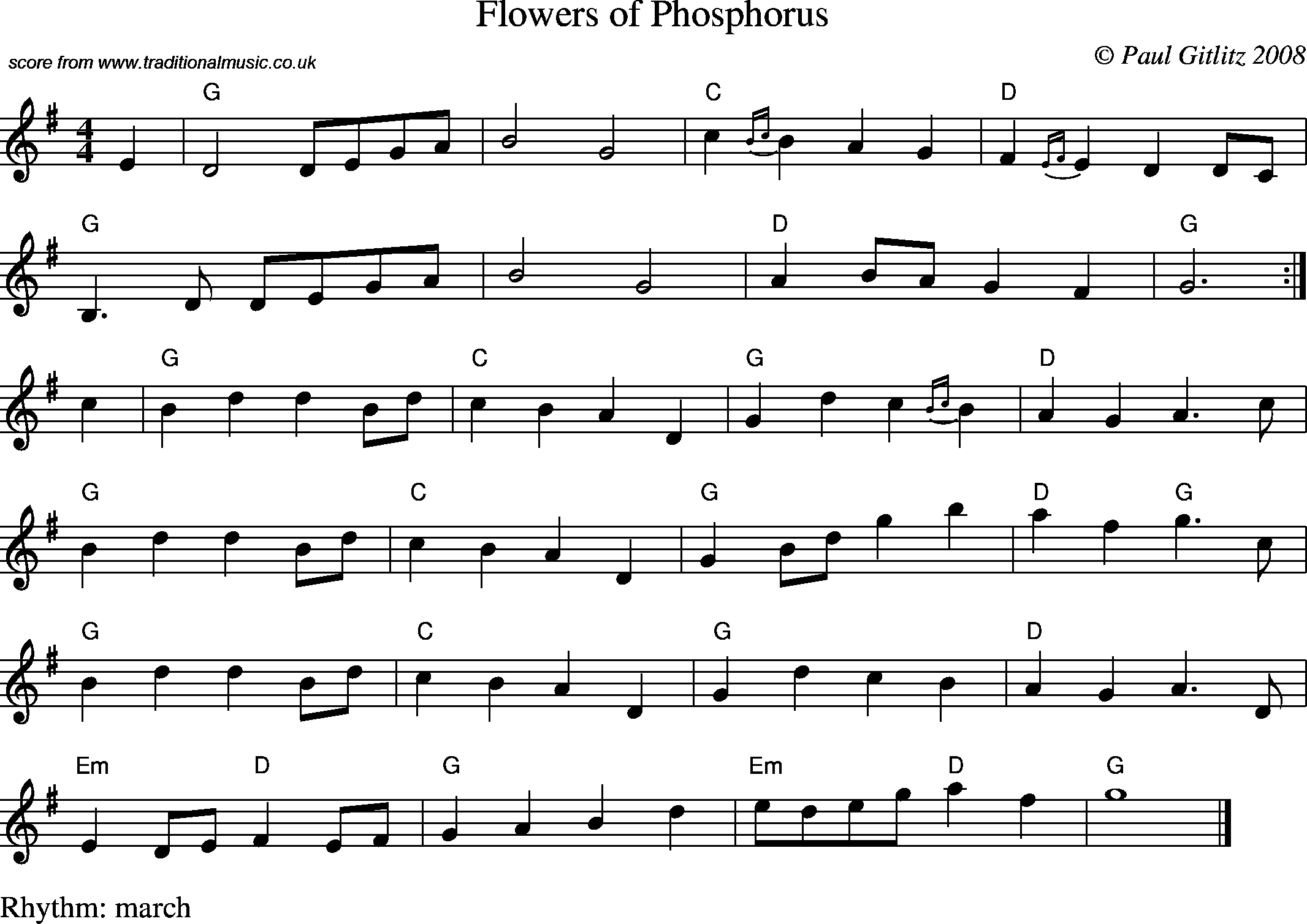 Sheet Music Score for March - Flowers of Phosphorus