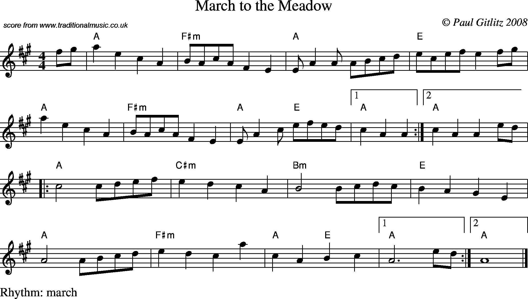 Sheet Music Score for March - March to the Meadow