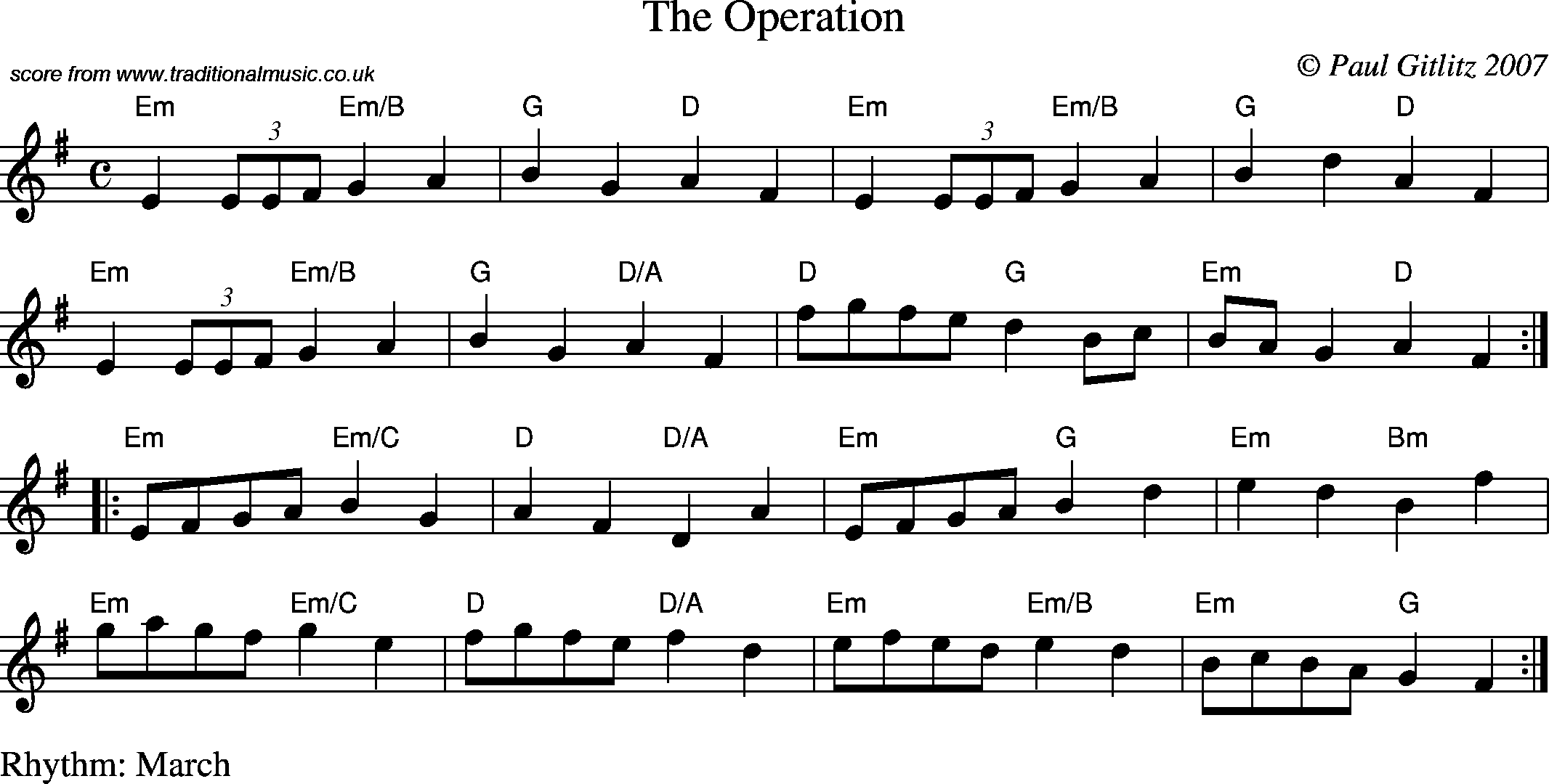Sheet Music Score for March - The Operation