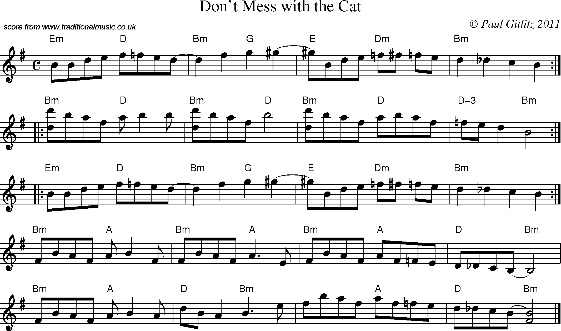 Sheet Music Score for Swing - Don't Mess with the Cat