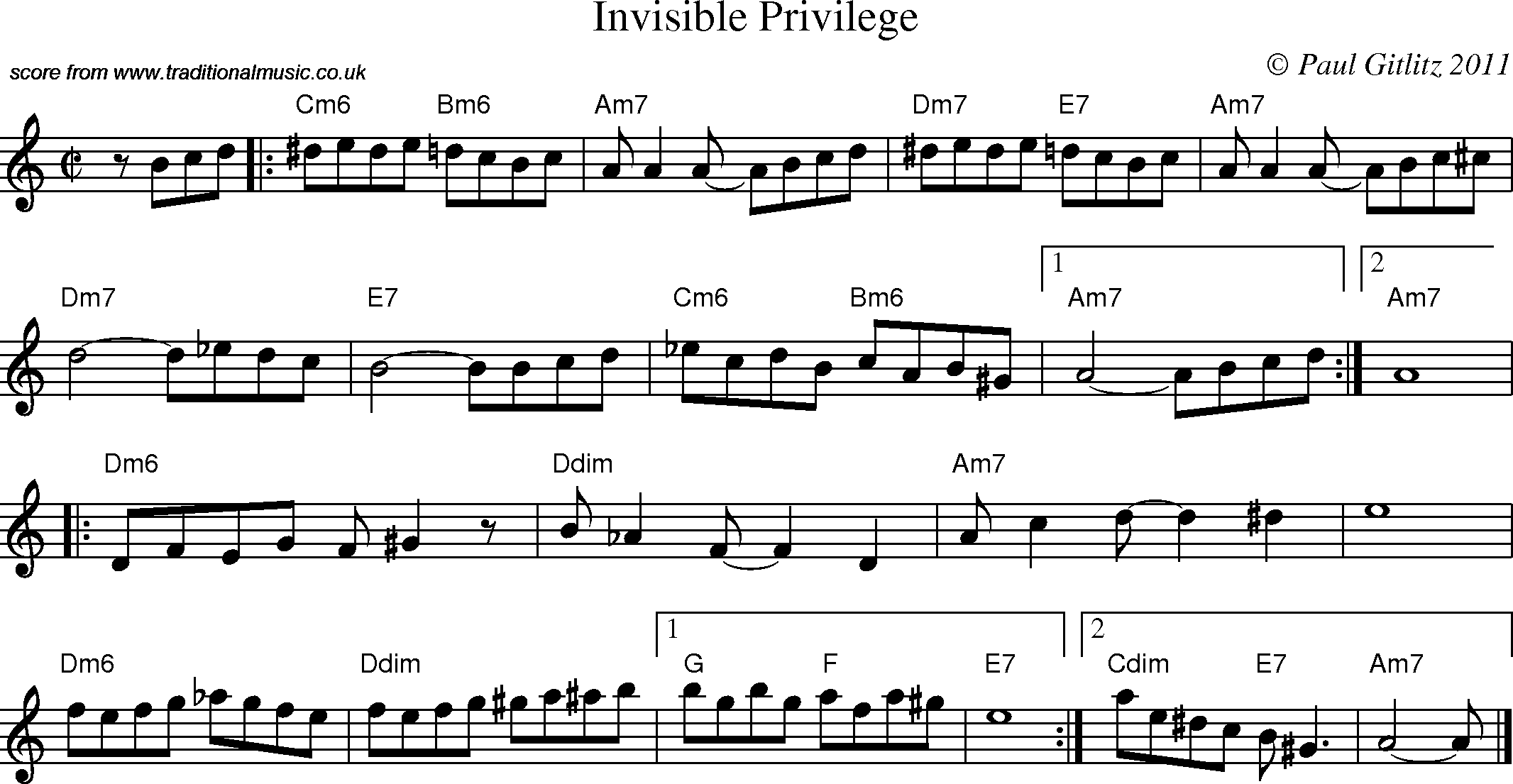 Sheet Music Score for Swing - Invisible Privilege