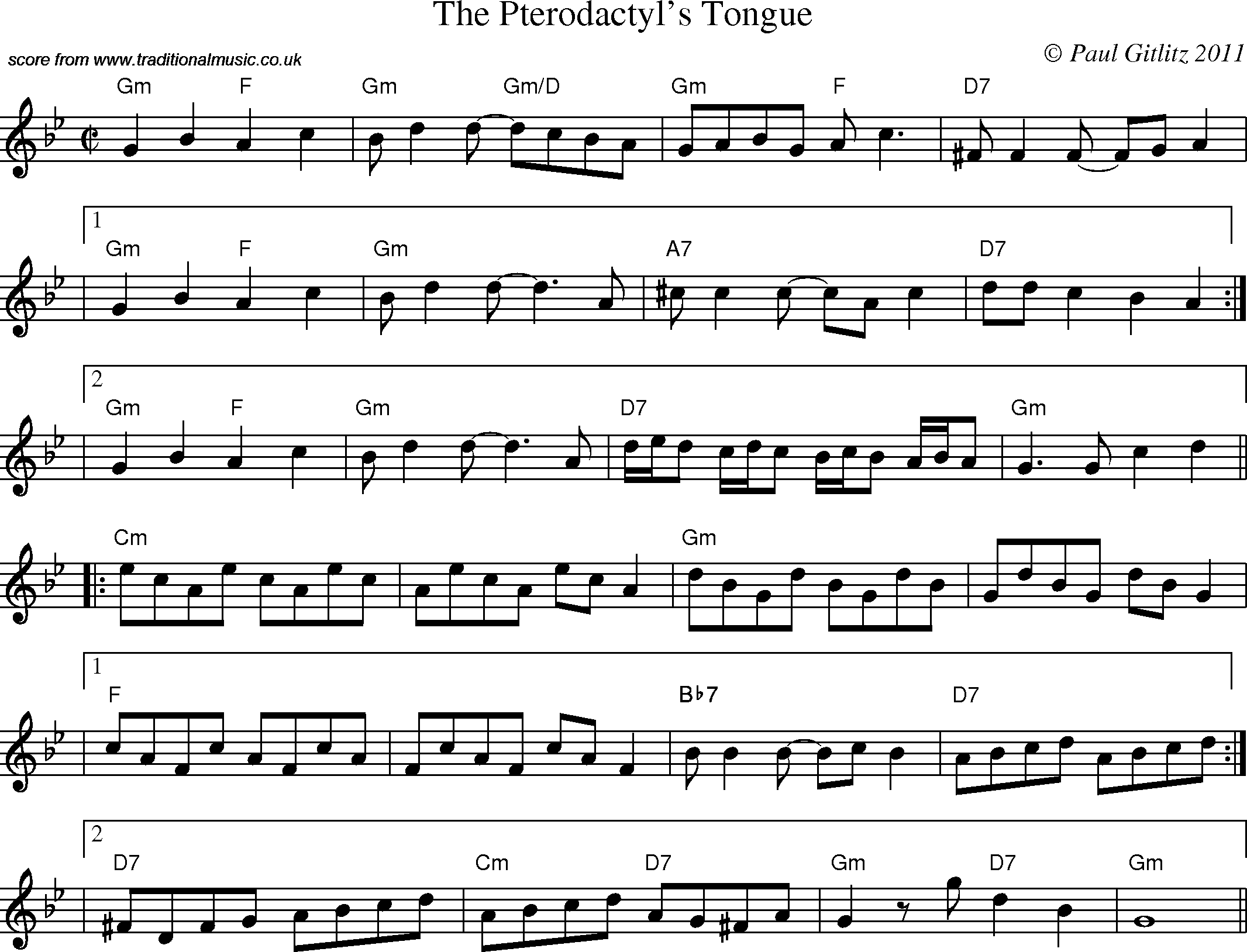 Sheet Music Score for Swing - Pterodactyl's Tongue, The