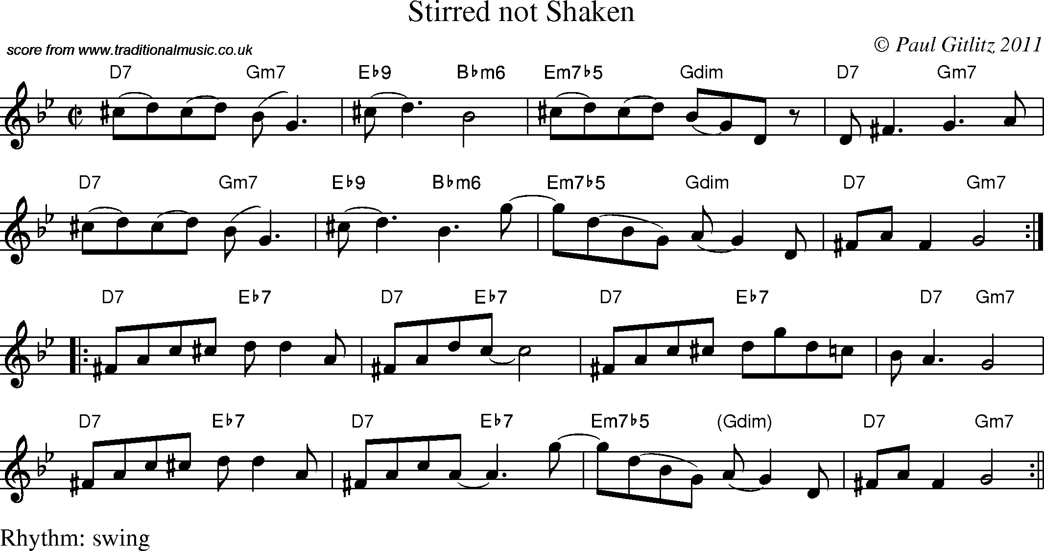 Sheet Music Score for Swing - Stirred Not Shaken