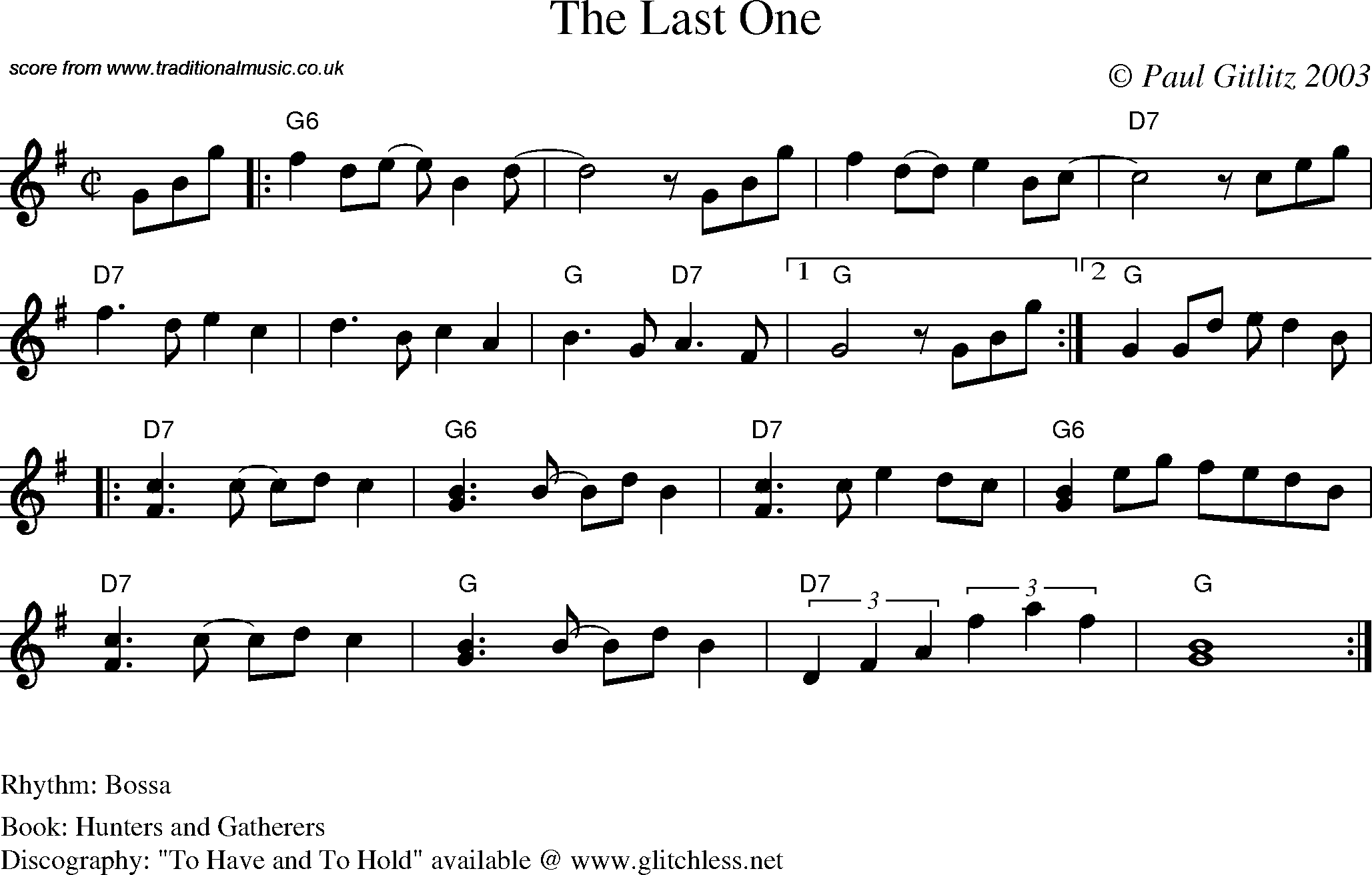 Sheet Music Score for Swing - The Last One