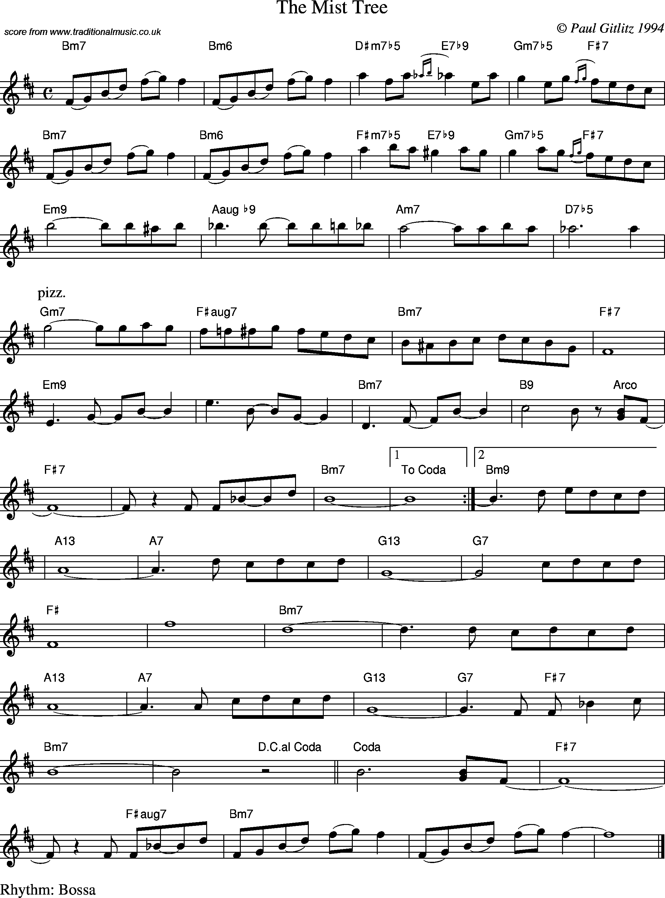 Sheet Music Score for Swing - The Mist Tree