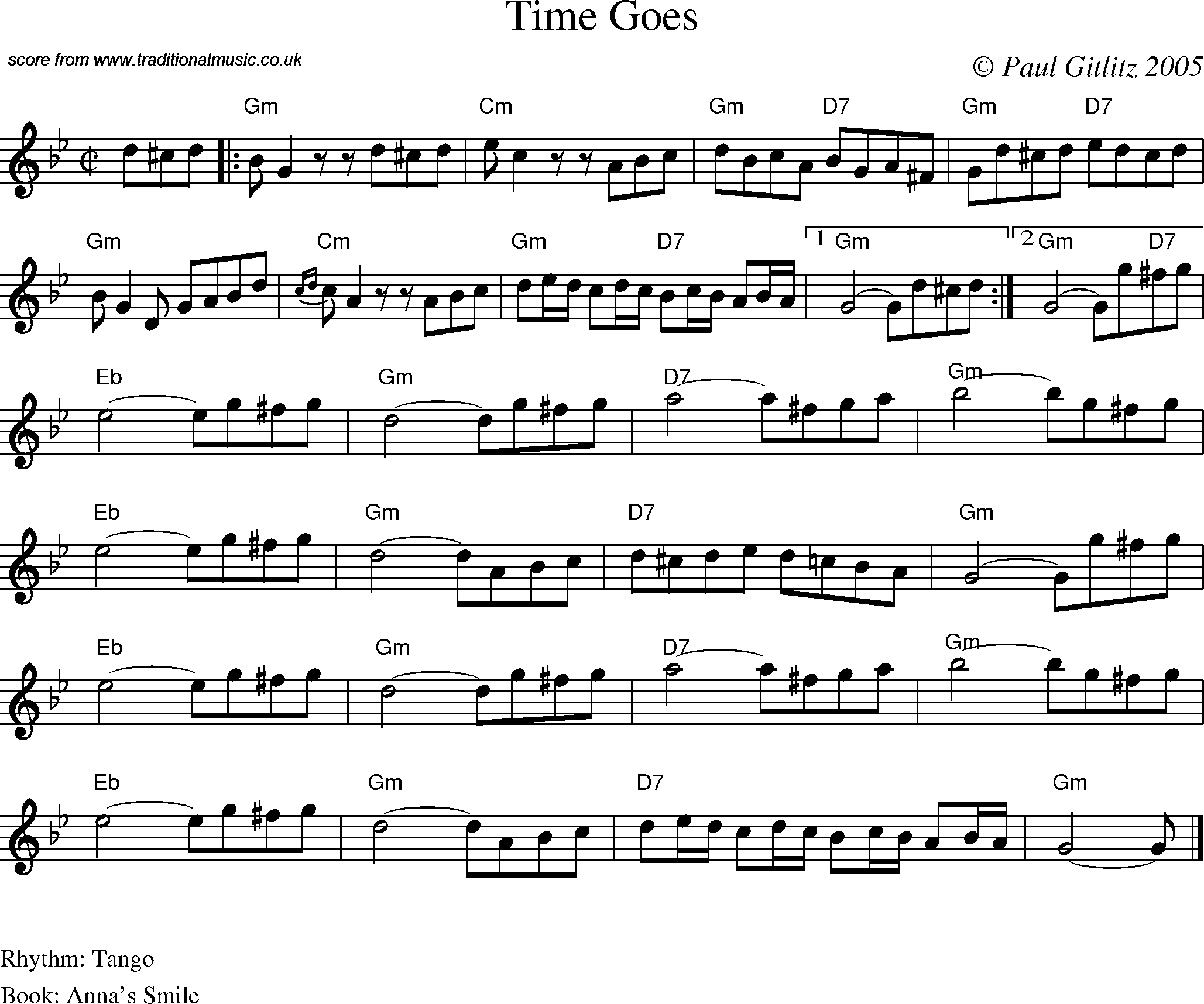 Sheet Music Score for Swing - Time Goes