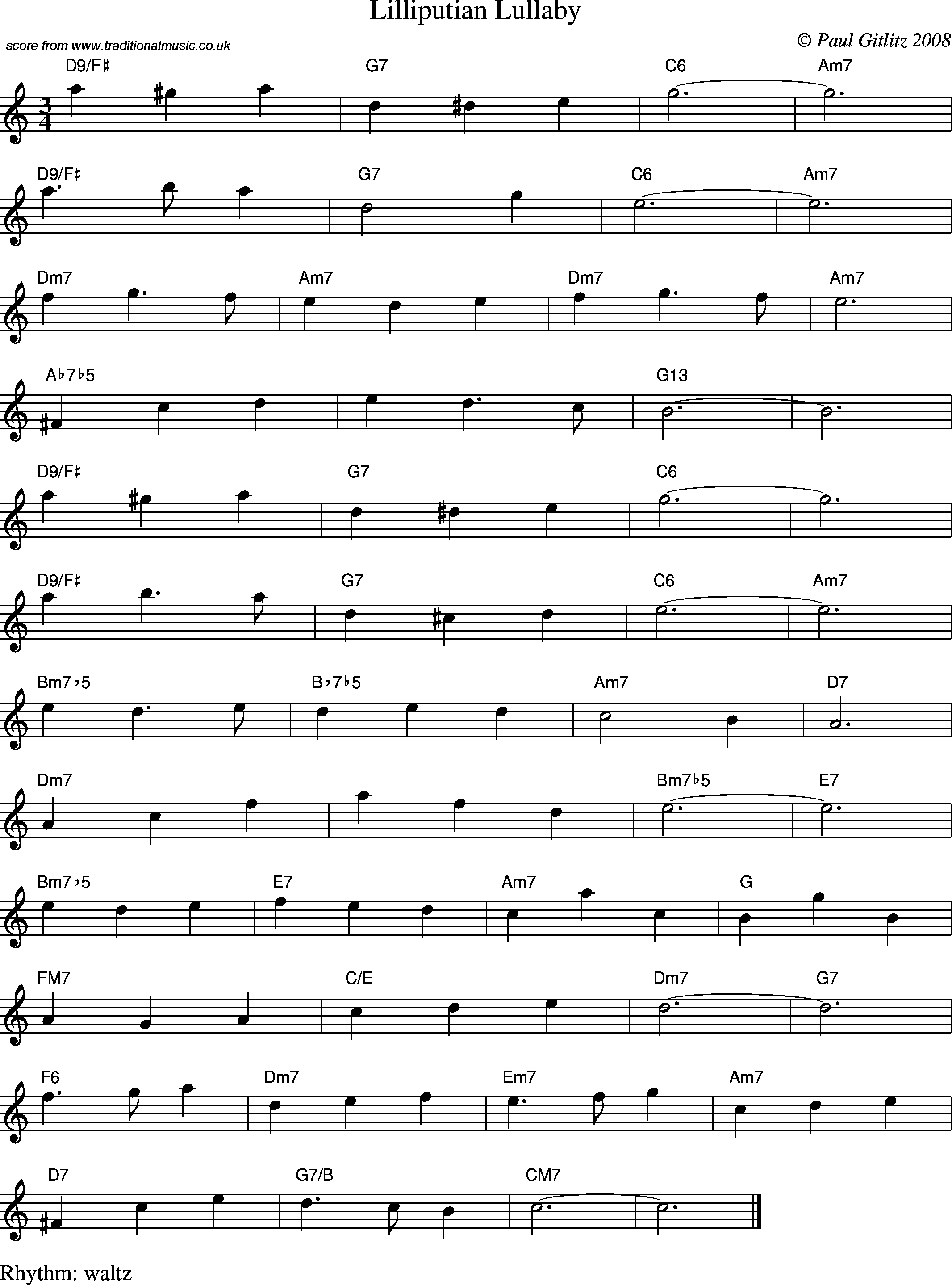 Sheet Music Score for Waltz - Lilliputian Lullaby