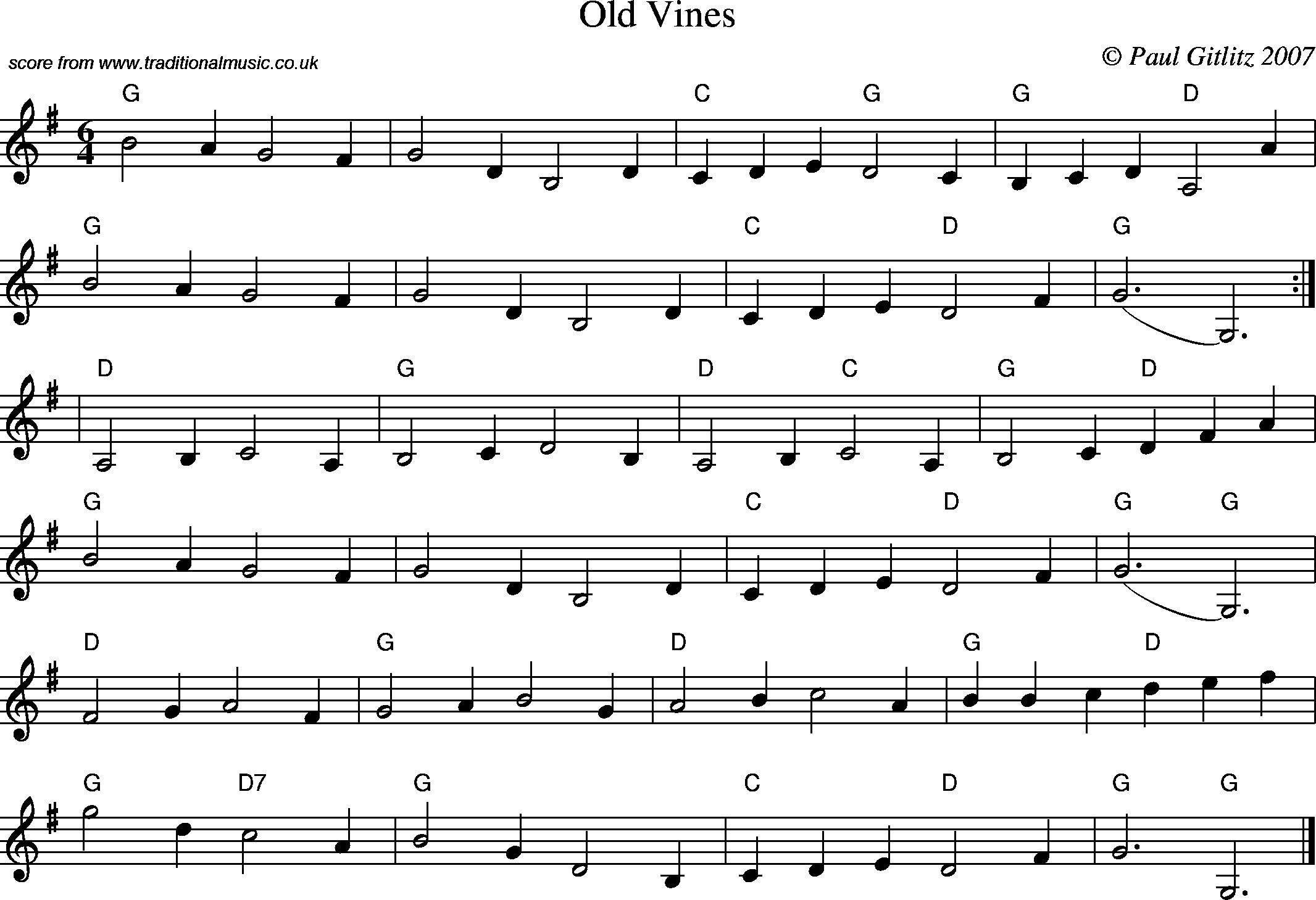 Sheet Music Score for Waltz - Old Vines