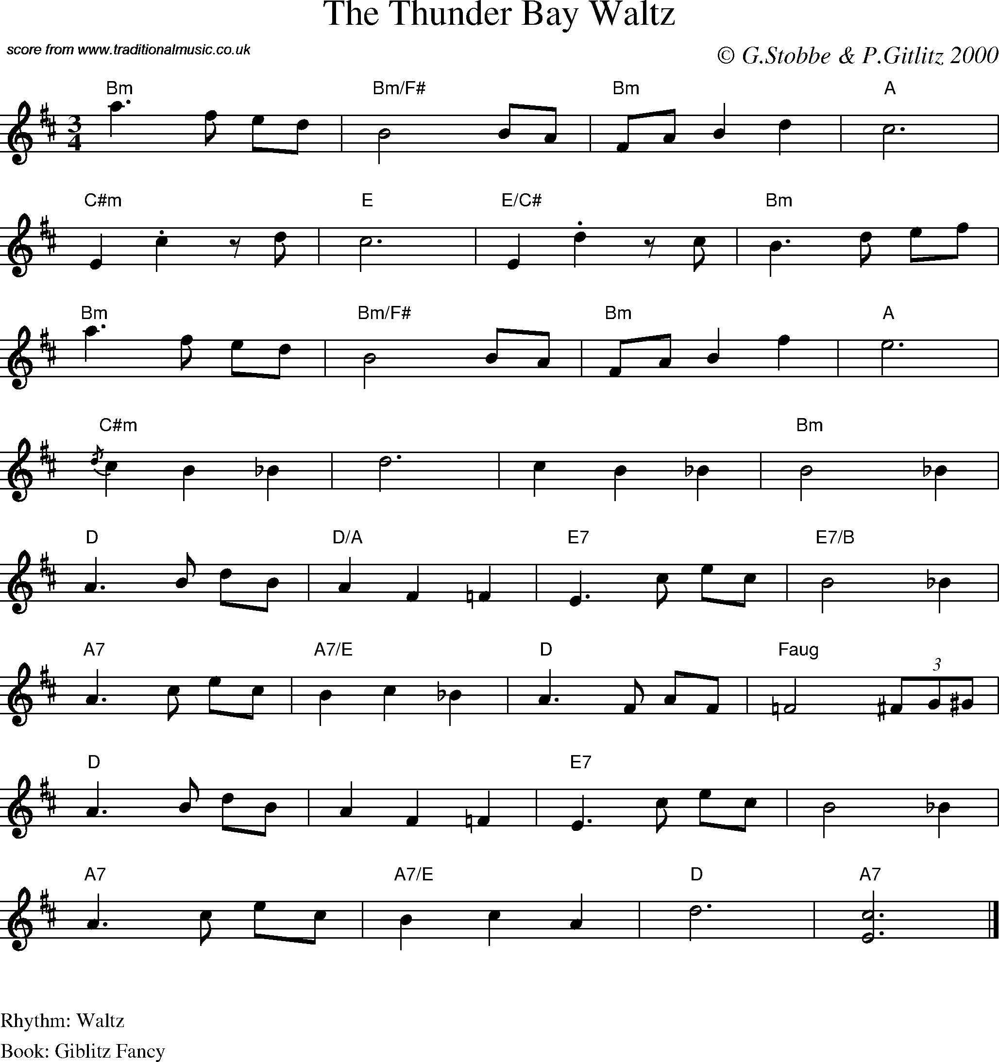 Sheet Music Score for Waltz - The Thunder Bay Waltz