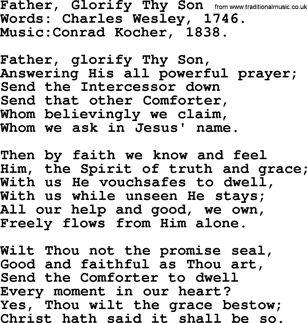 Pentacost Hymns, Hymn: Father, Glorify Thy Son, lyrics with PDF