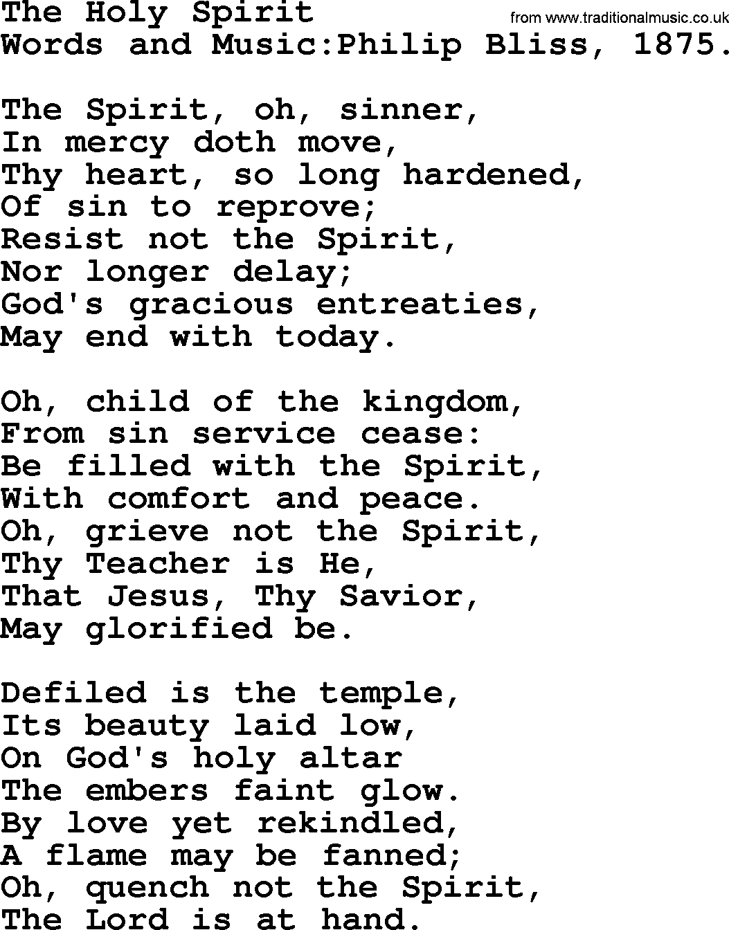 Pentacost Hymns, Hymn: The Holy Spirit, lyrics with PDF