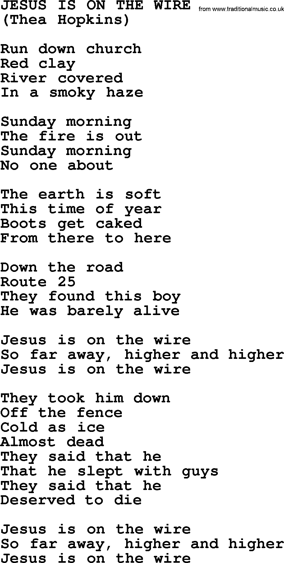 Peter, Paul and Mary song Jesus Is On The Wire lyrics