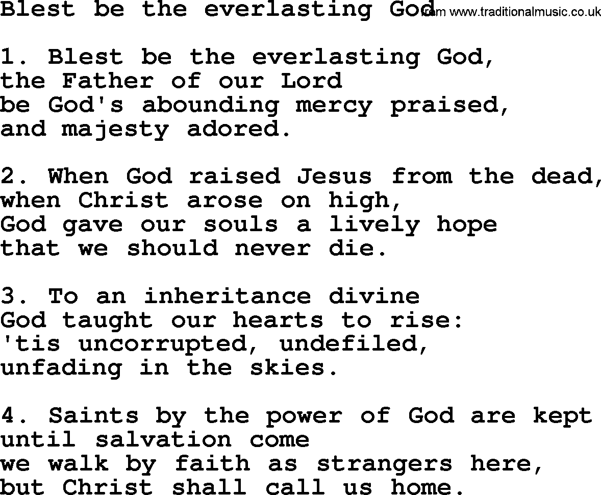 Presbyterian Hymns collection, Hymn: Blest Be The Everlasting God, lyrics and PDF