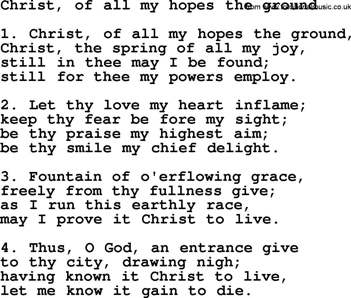 Presbyterian Hymns collection, Hymn: Christ, Of All My Hopes The Ground, lyrics and PDF