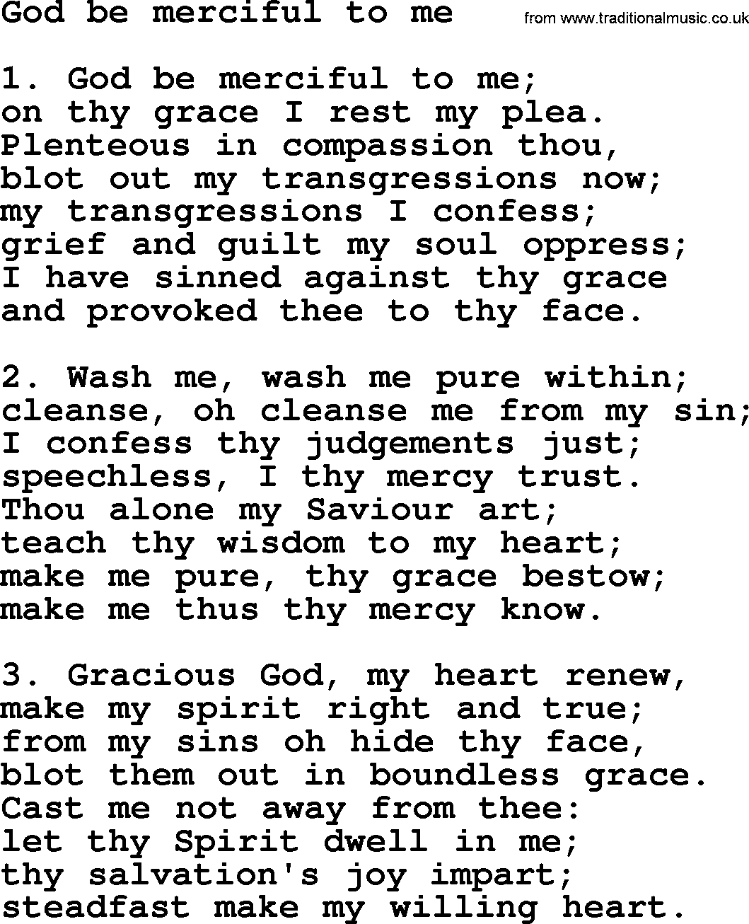 Presbyterian Hymns collection, Hymn: God Be Merciful To Me, lyrics and PDF