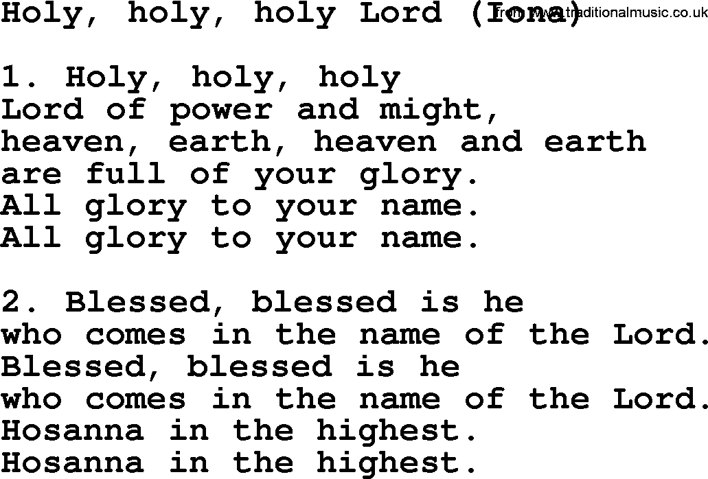 Presbyterian Hymns collection, Hymn: Holy, Holy, Holy Lord (iona), lyrics and PDF