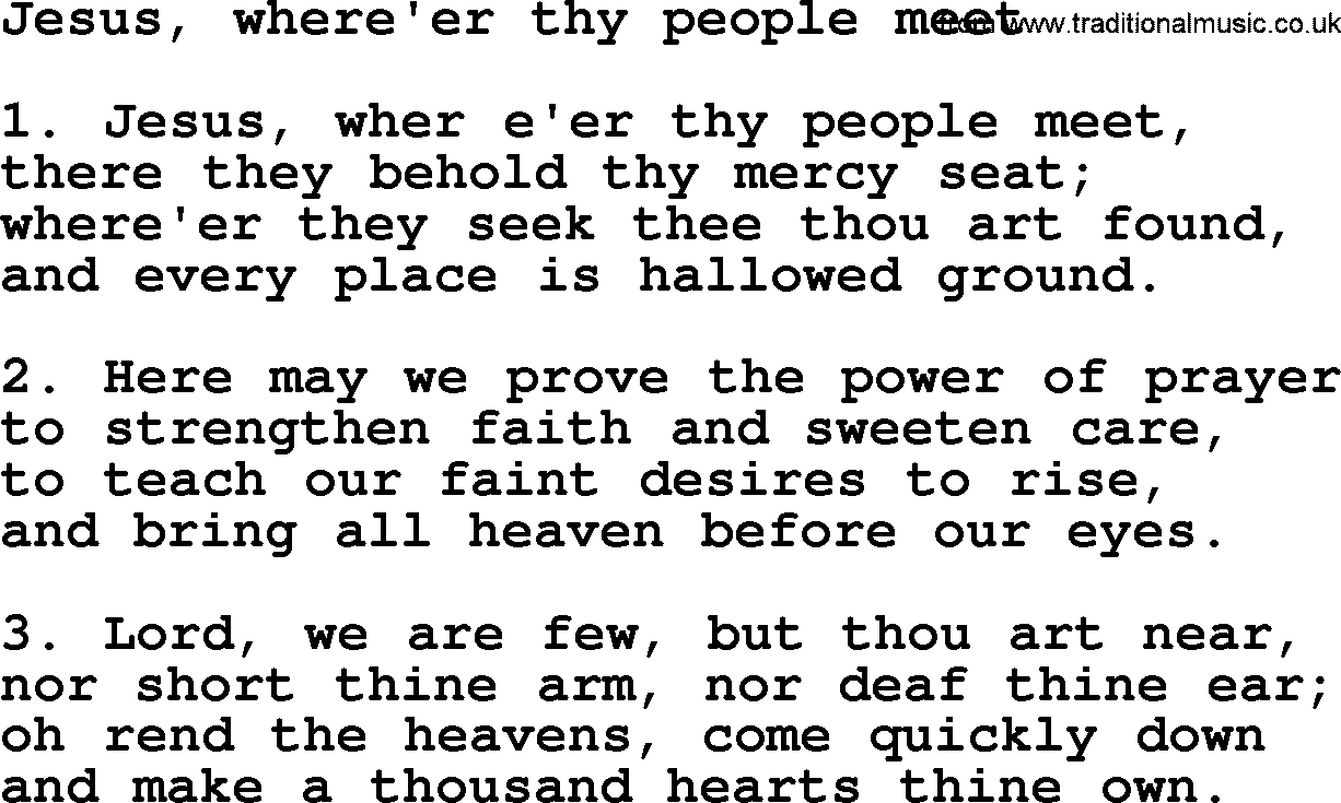 Presbyterian Hymns collection, Hymn: Jesus, Where'er Thy People Meet, lyrics and PDF