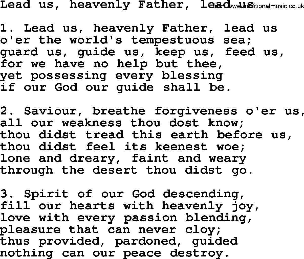 Presbyterian Hymns collection, Hymn: Lead Us, Heavenly Father, Lead Us, lyrics and PDF