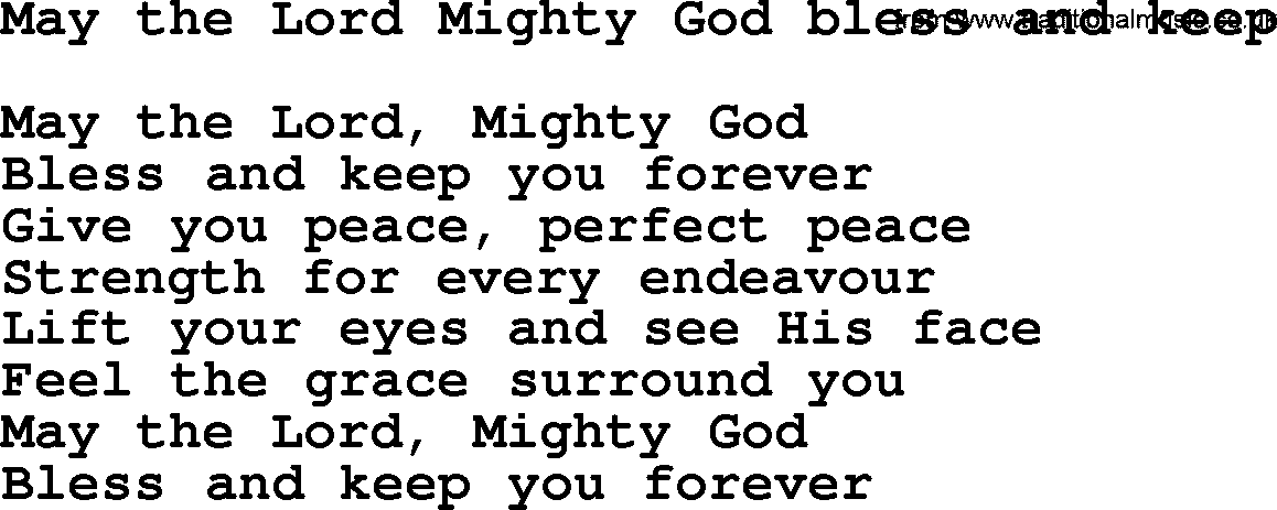 Presbyterian Hymns collection, Hymn: May The Lord Mighty God Bless And Keep, lyrics and PDF