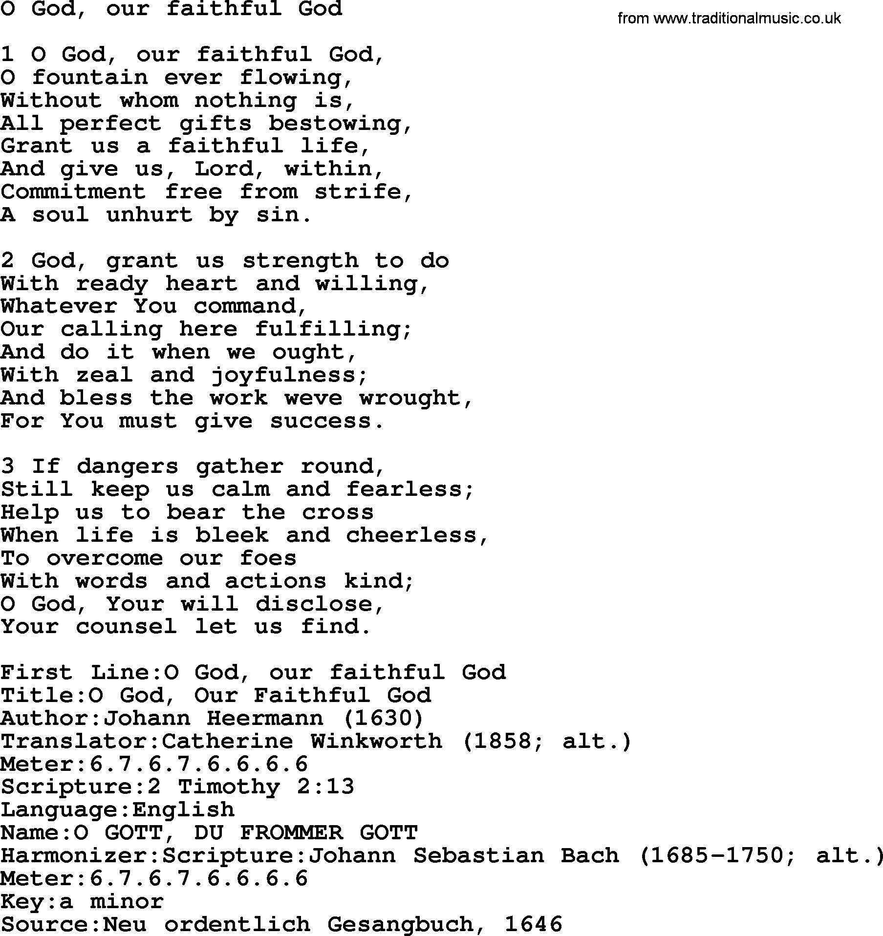 Presbyterian Hymns collection, Hymn: O God, Our Faithful God, lyrics and PDF