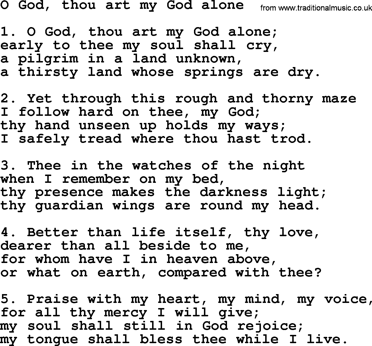 Presbyterian Hymns collection, Hymn: O God, Thou Art My God Alone, lyrics and PDF