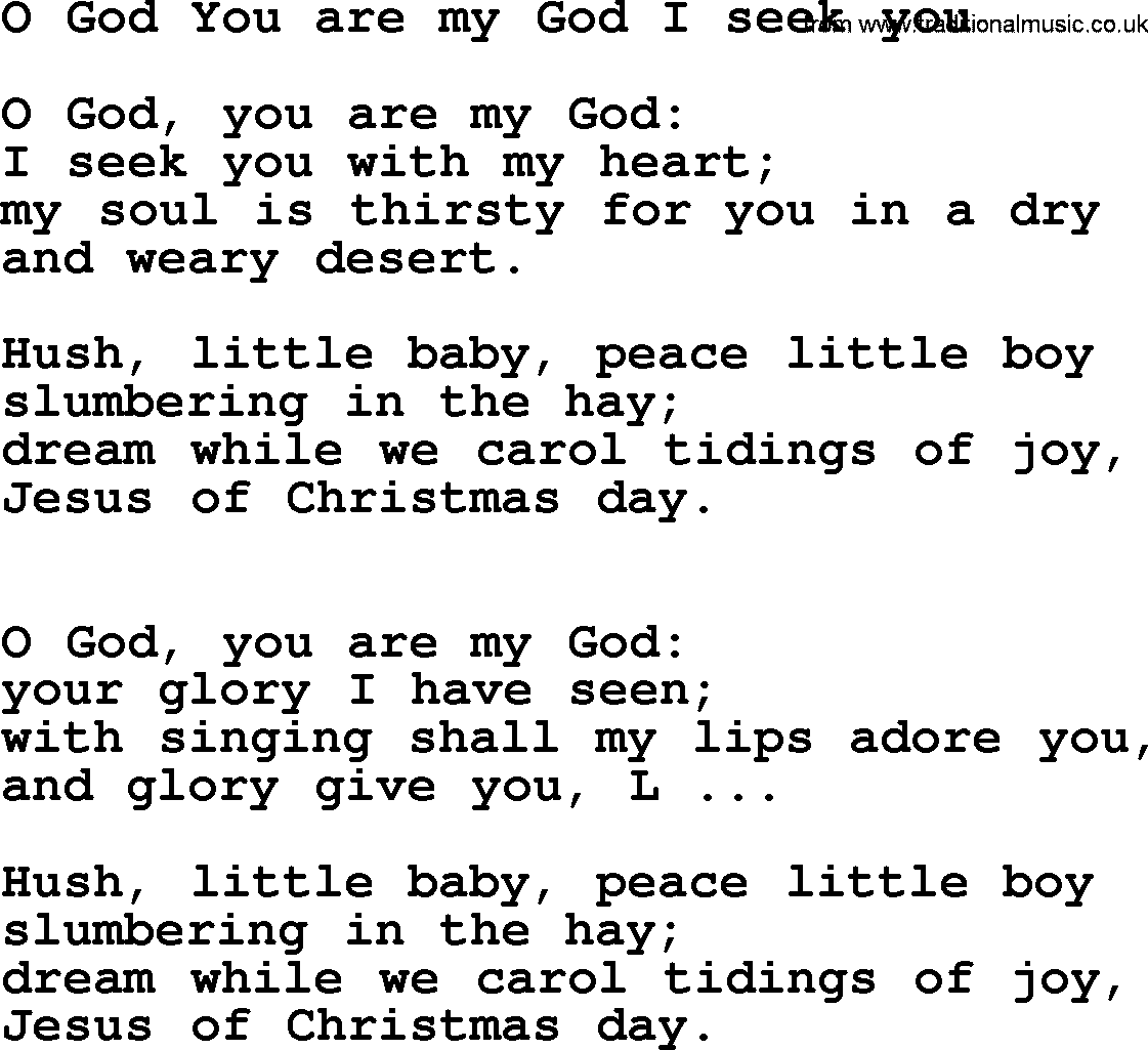 Presbyterian Hymns collection, Hymn: O God You Are My God I Seek You, lyrics and PDF
