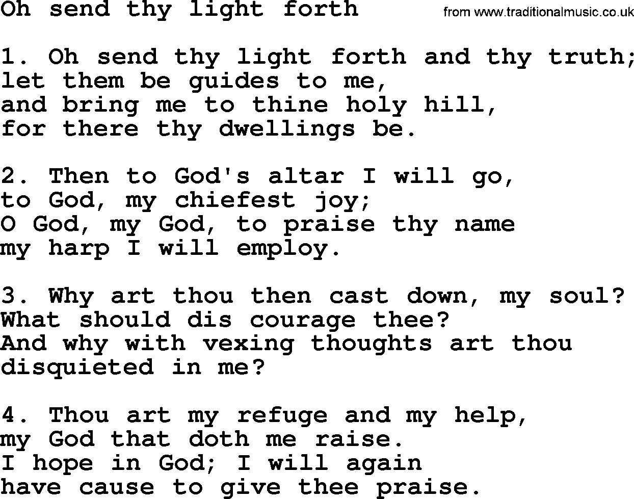 Presbyterian Hymns collection, Hymn: Oh Send Thy Light Forth, lyrics and PDF