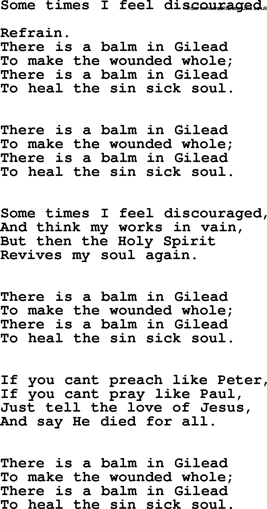 Presbyterian Hymns collection, Hymn: Some Times I Feel Discouraged, lyrics and PDF
