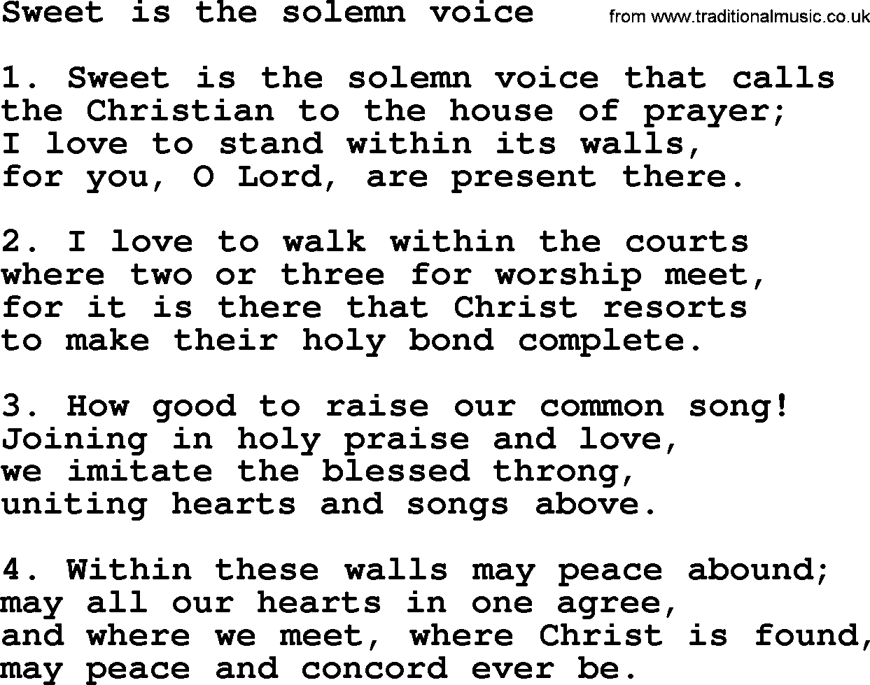 Presbyterian Hymns collection, Hymn: Sweet Is The Solemn Voice, lyrics and PDF