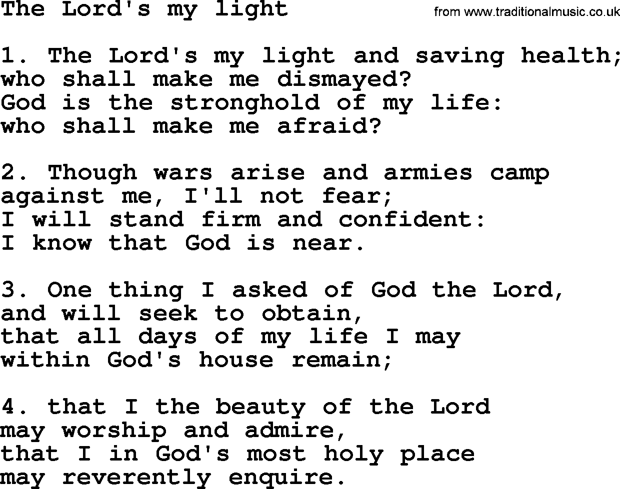 Presbyterian Hymns collection, Hymn: The Lord's My Light, lyrics and PDF