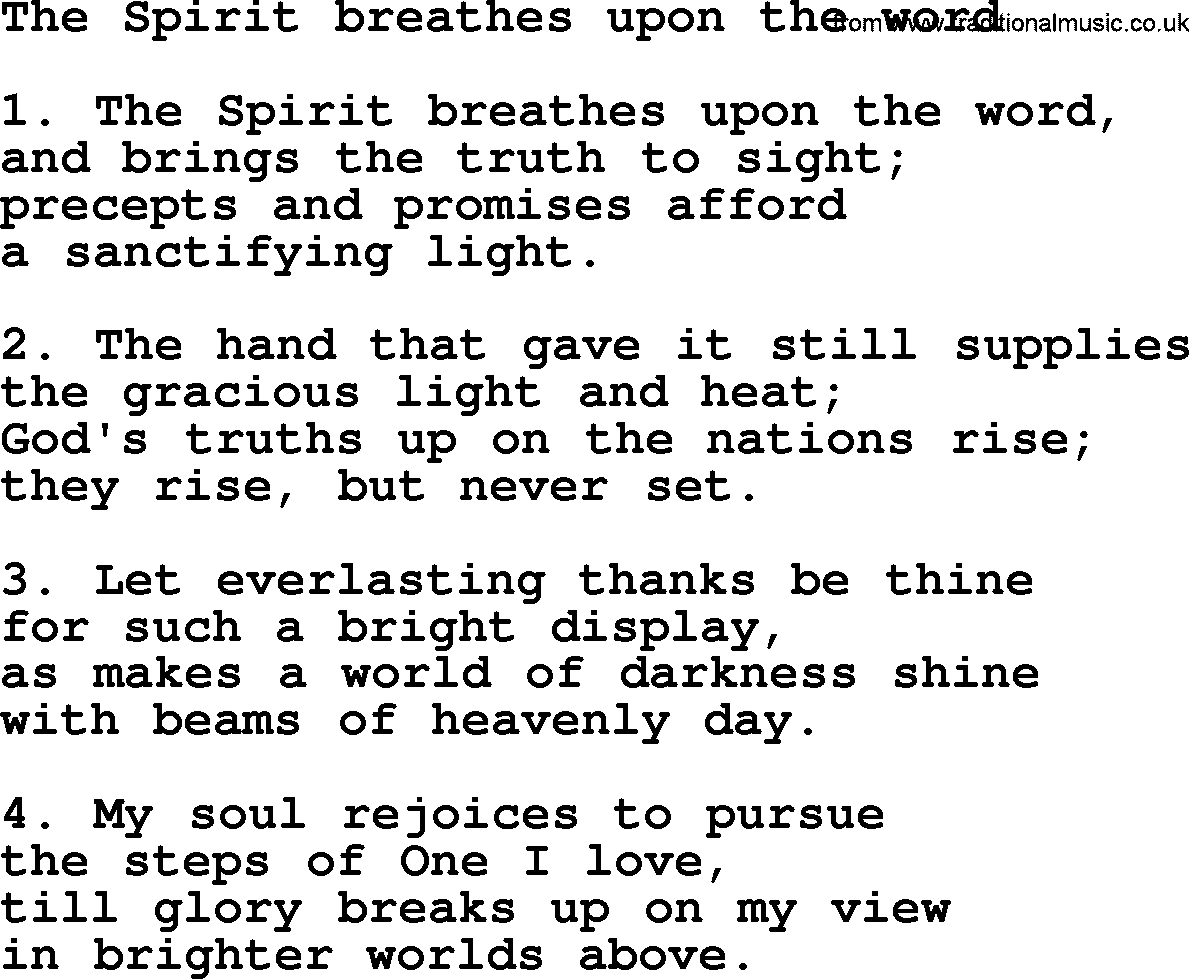 Presbyterian Hymns collection, Hymn: The Spirit Breathes Upon The Word, lyrics and PDF