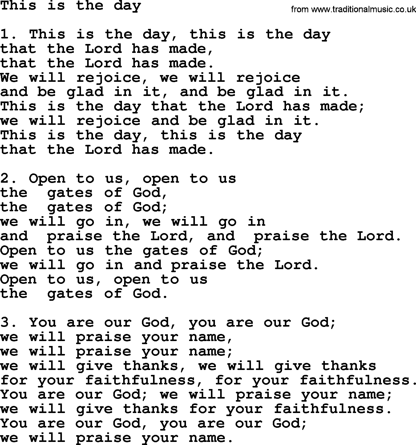 Presbyterian Hymns collection, Hymn: This Is The Day, lyrics and PDF