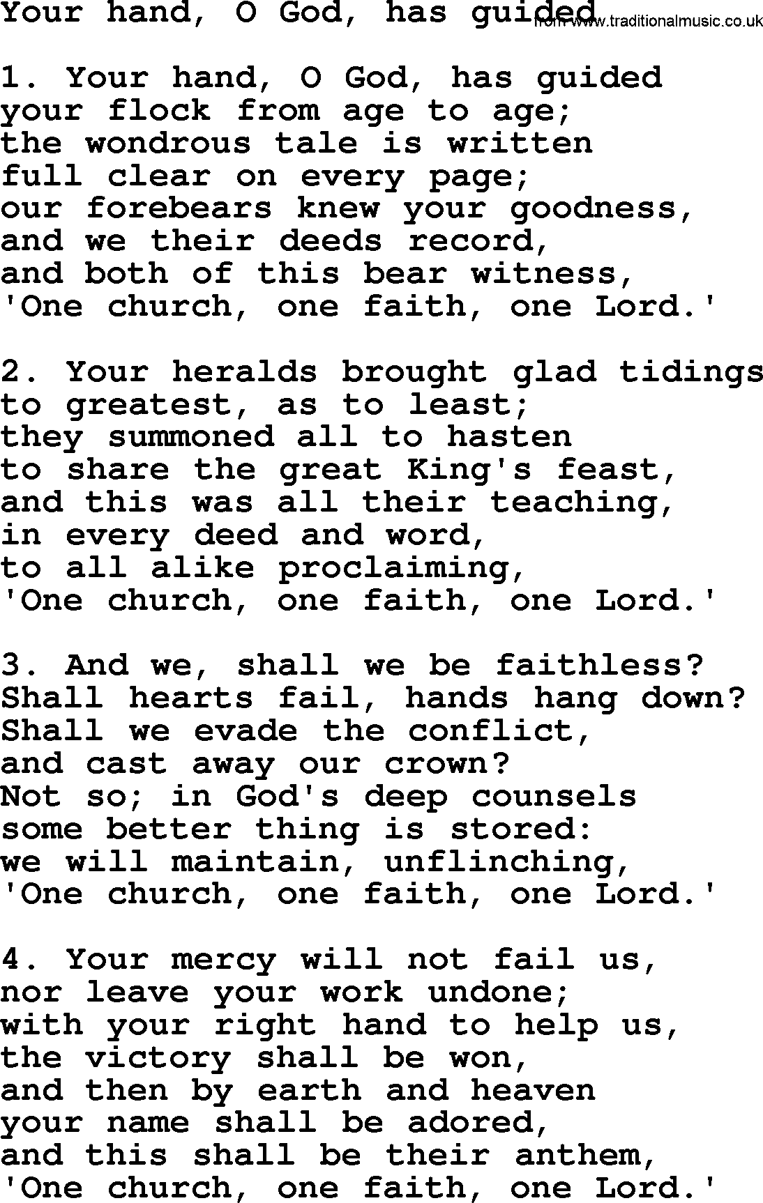 Presbyterian Hymns collection, Hymn: Your Hand, O God, Has Guided, lyrics and PDF