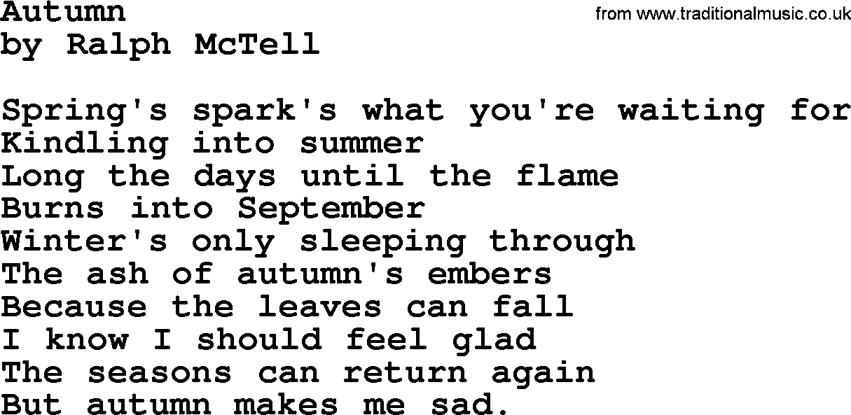 Ralph McTell Song: Autumn, lyrics